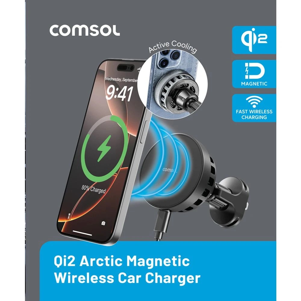 2 The Comsol Arctic Qi2 Wireless Car Charger Black, 2 of 6