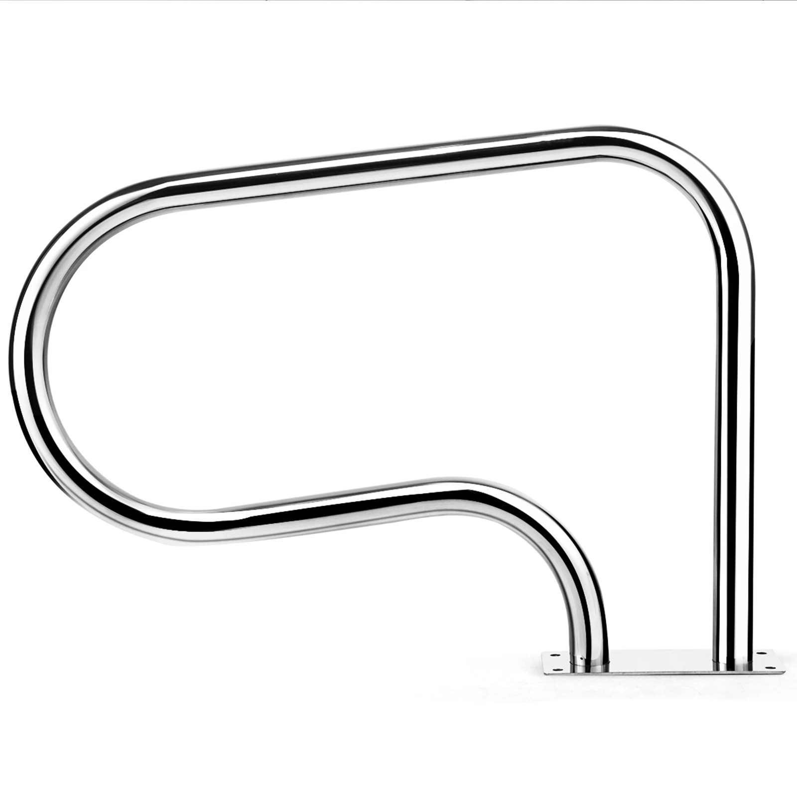 1 Costway Swimming Pool Hand Rail Stainless Steel Ladder Handrail Stair Rail w/Base Plate - Silver, 1 of 4