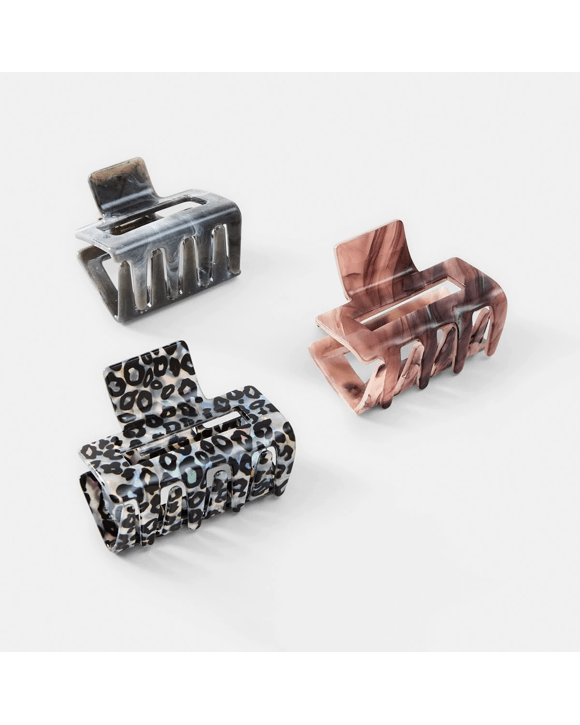 3 Pack Small Rectangle Claw Hair Clips