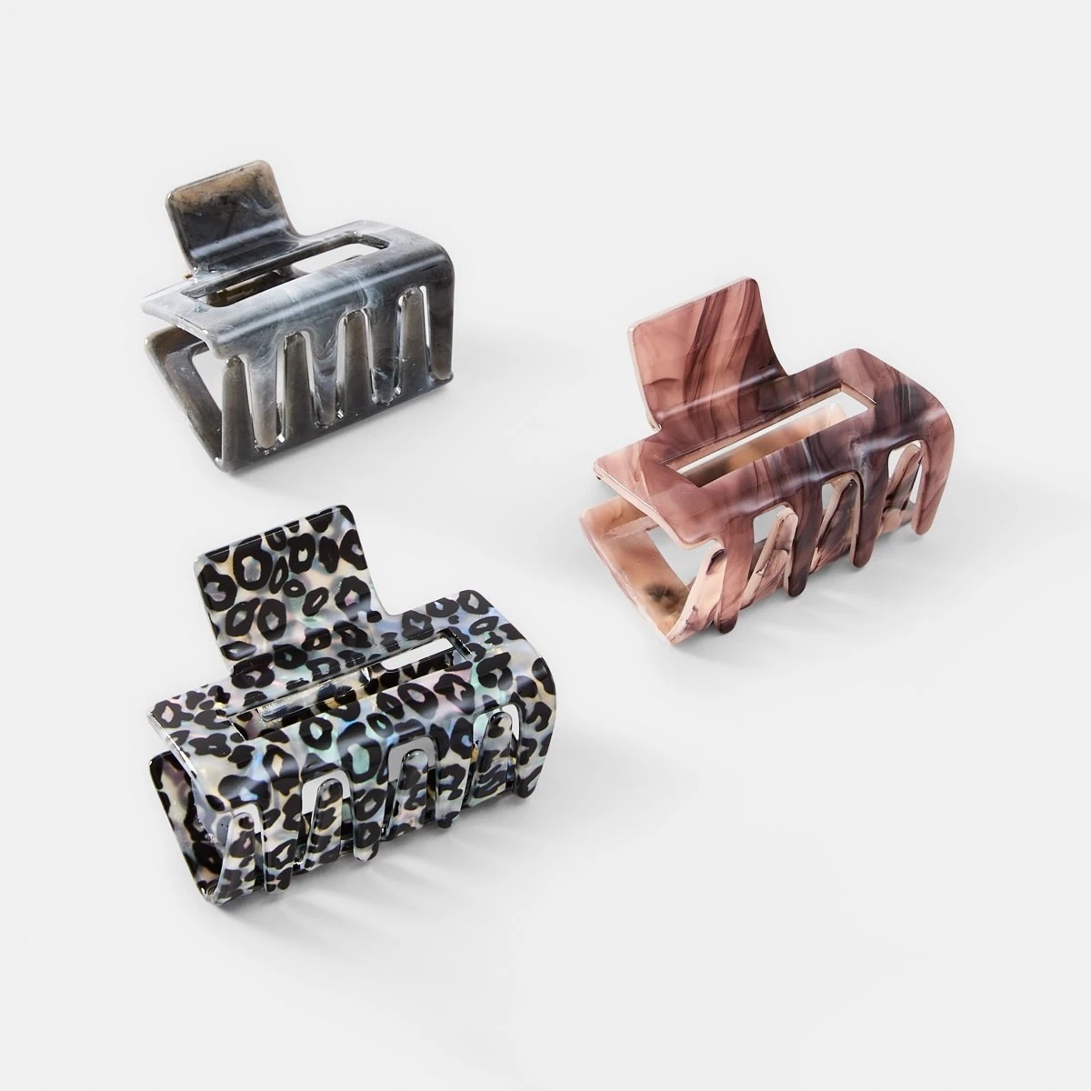 1 3 Pack Small Rectangle Claw Hair Clips, 1 of 4