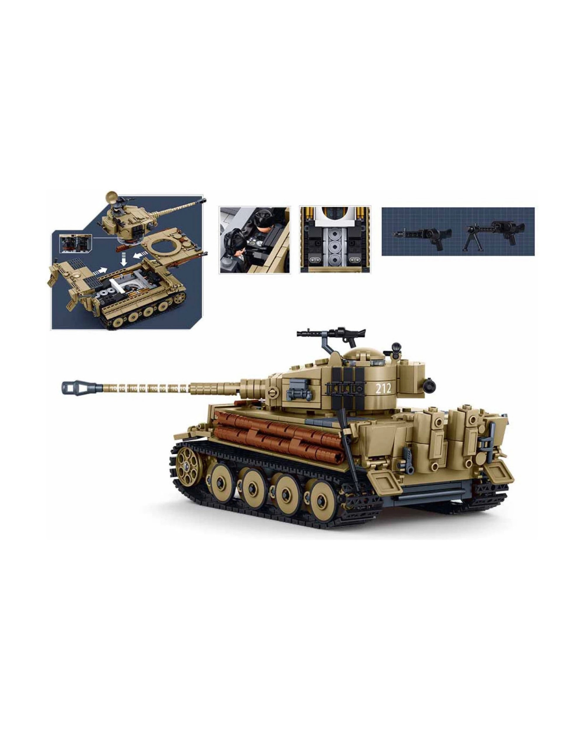 Sluban B1533 Model Kit 1:35 Tiger I Tank German Panzer WWII Army ...