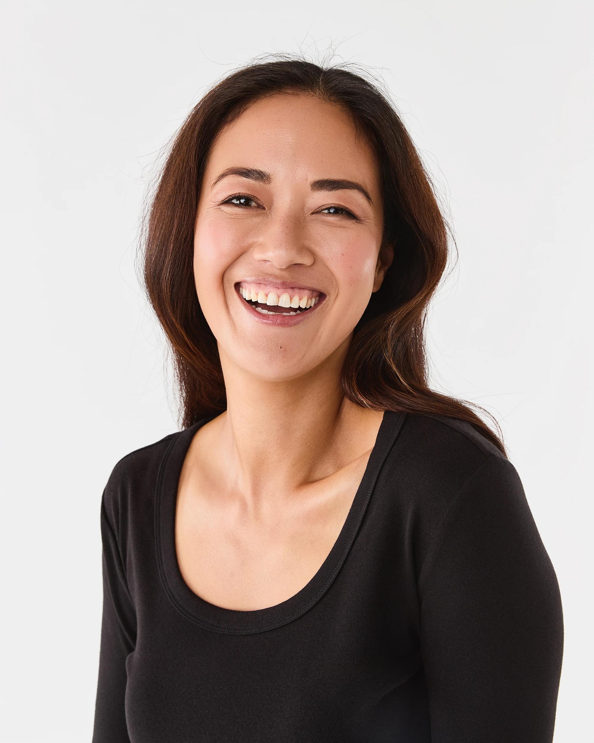 4 Long Sleeve Rib Scoop Neck T-shirt Black, 4 of 5