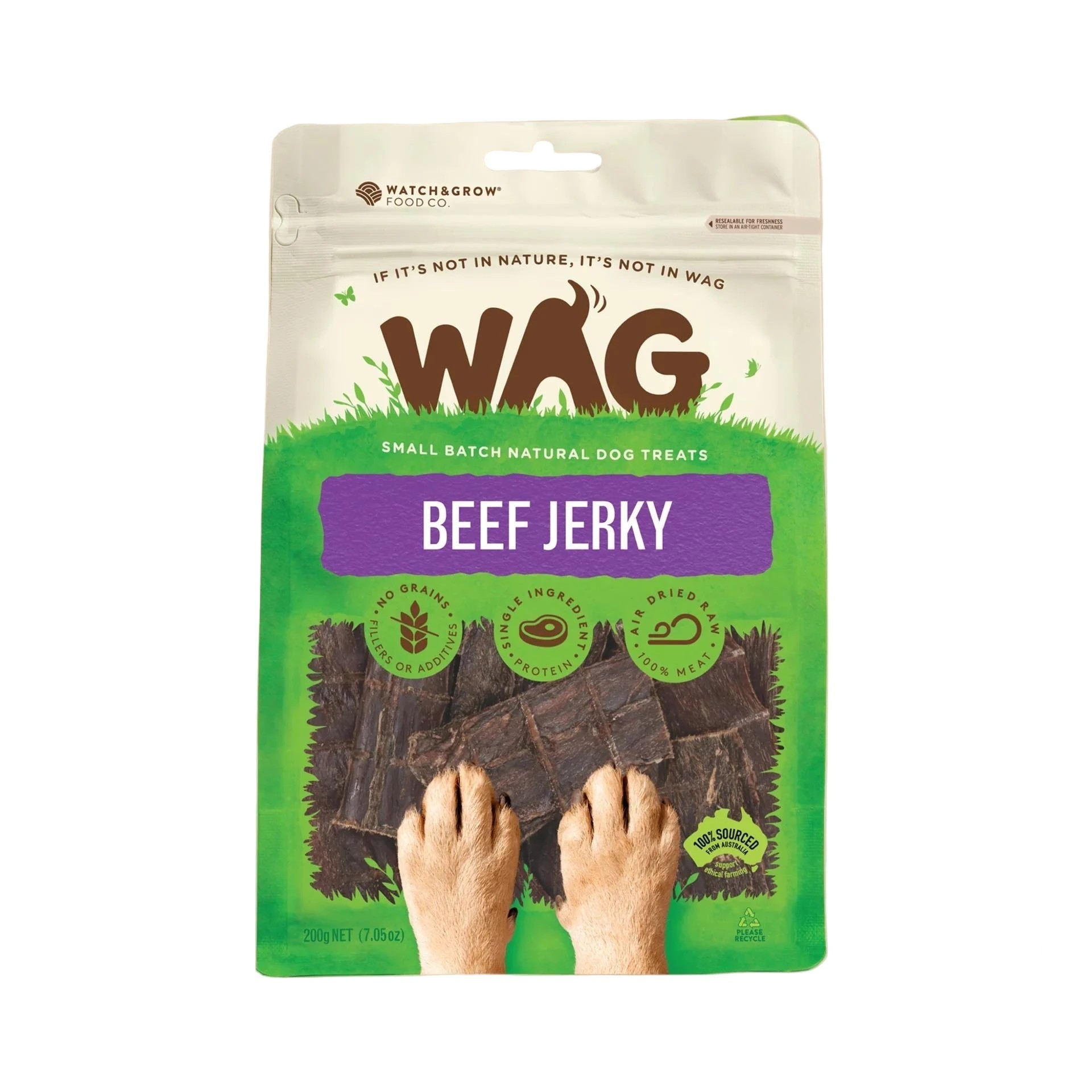 1 WAG Beef Jerky 200g Treats, 1 of 2