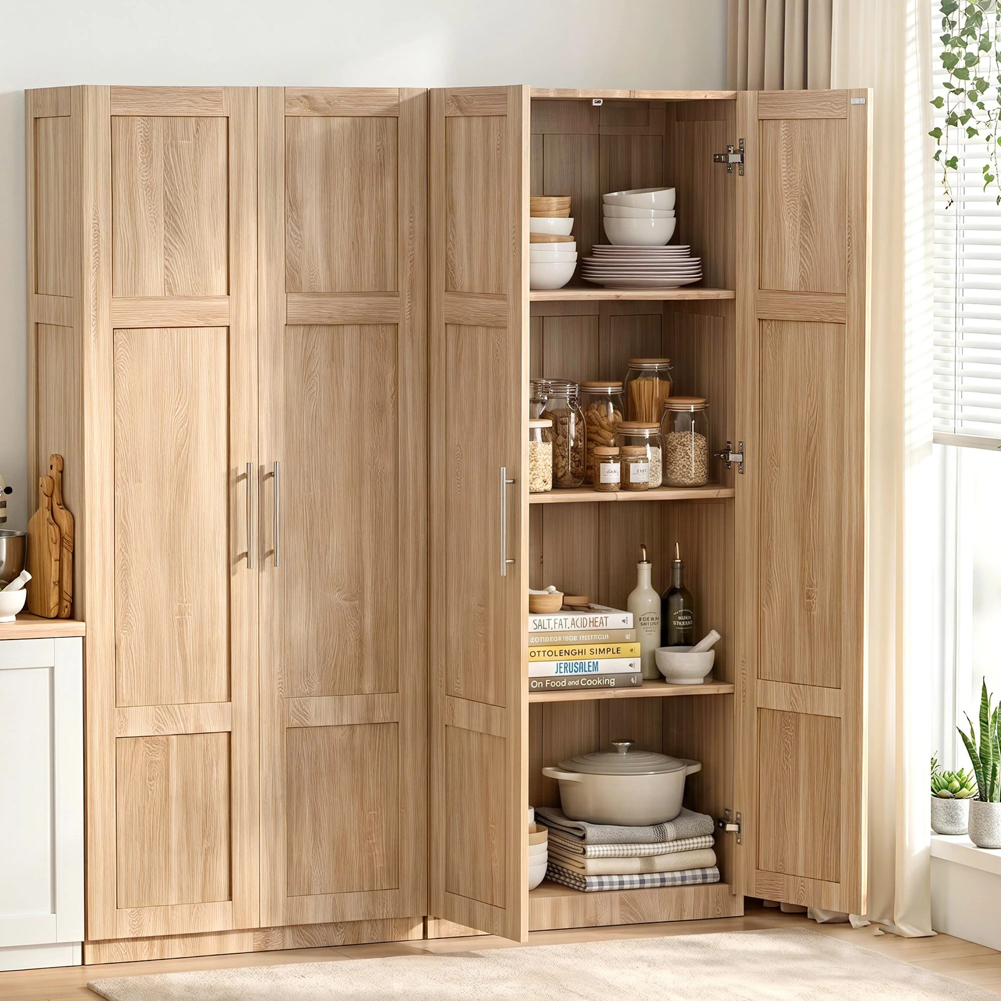 8 Artiss 2x Buffet Unit Cabinet Sideboard Pantry 180cm - Natural, 8 of 8