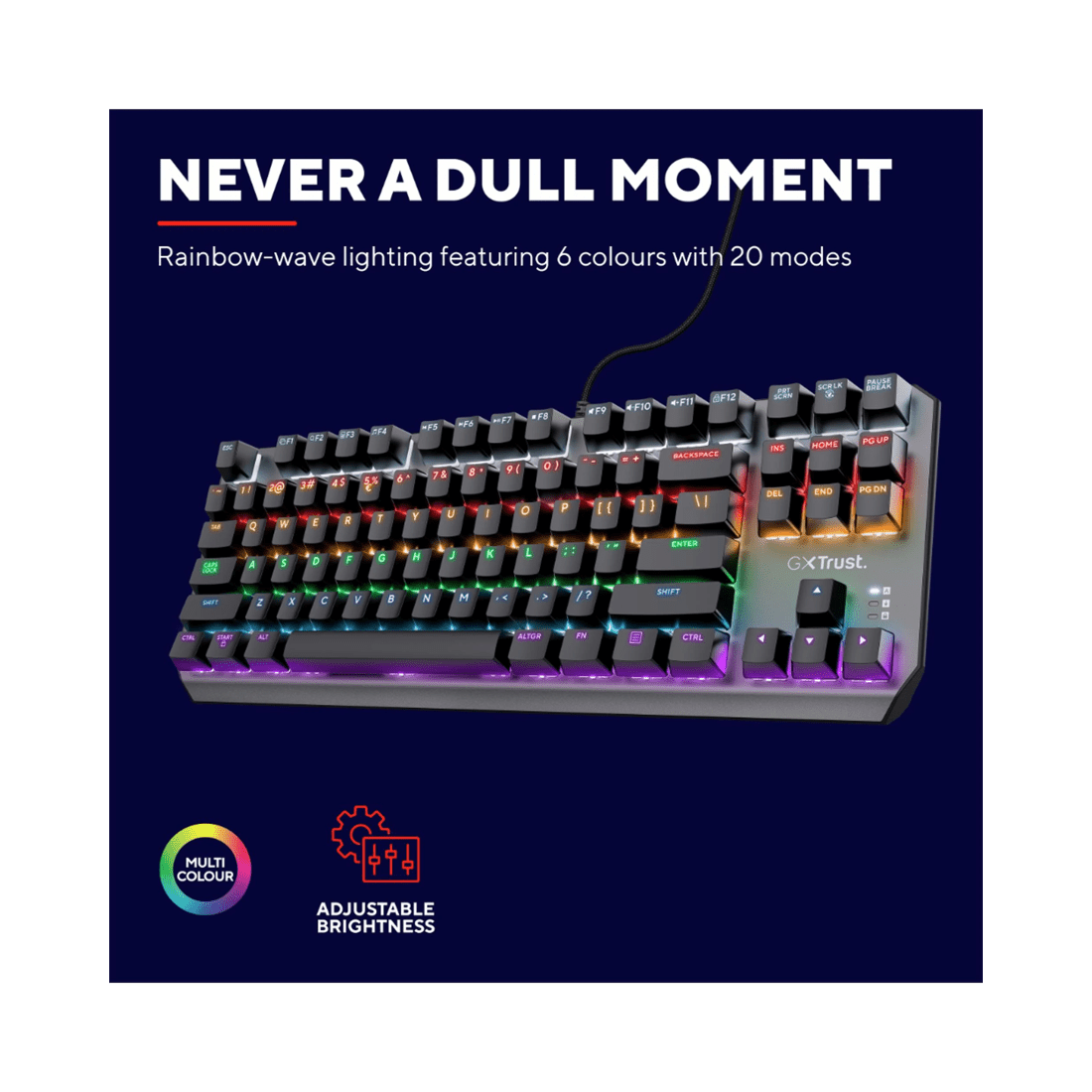 5 Trust International Trust GXT834 Callaz TKL Wired RGB Gaming Keyboard - Black, 5 of 6