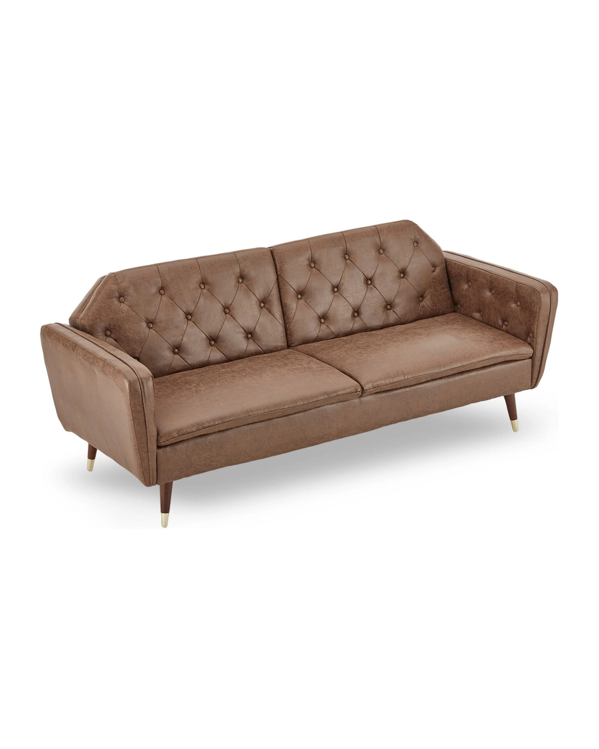 2 Sarantino Faux Velvet Tufted Sofa Bed Couch Futon - Brown, 2 of 9