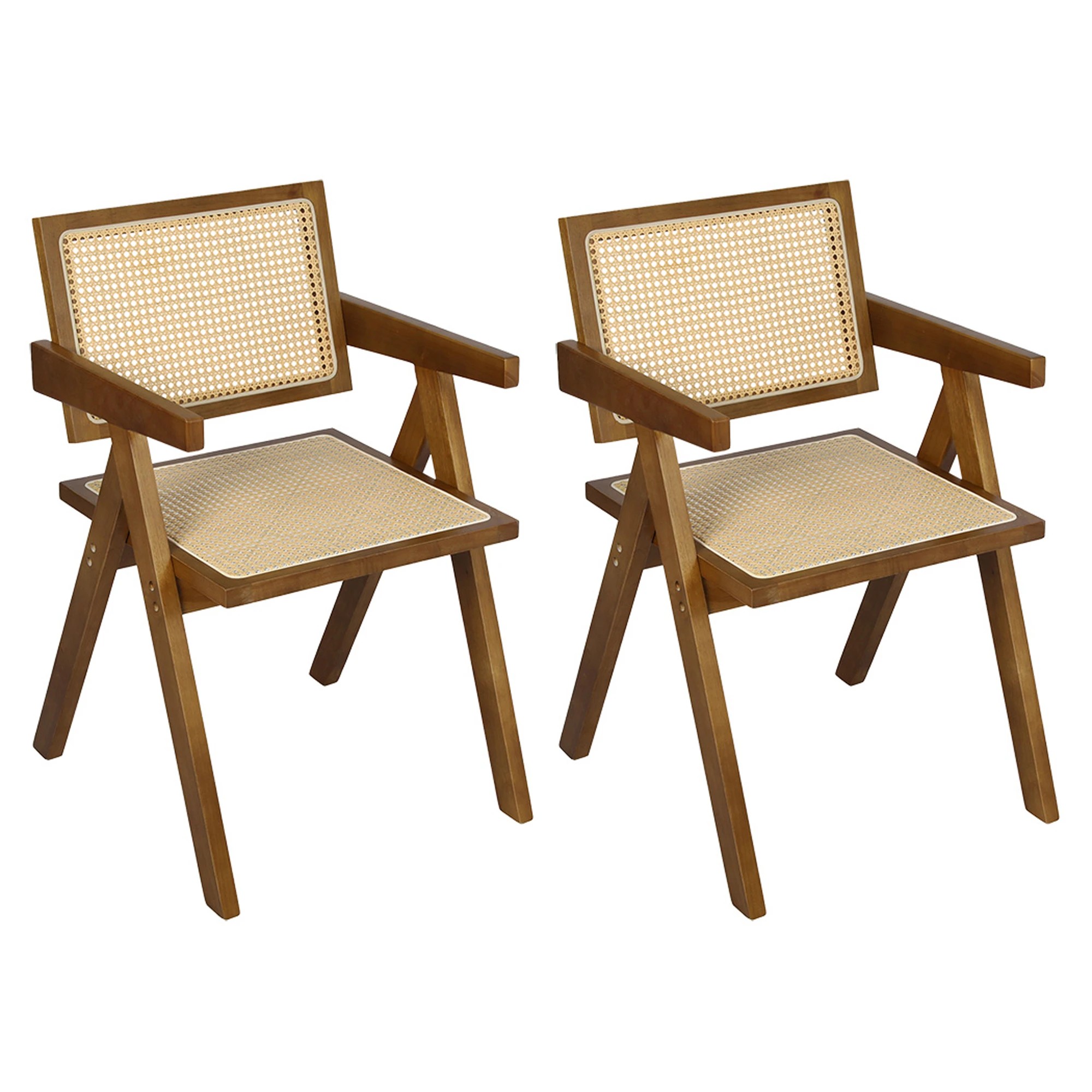 1 Levede 2x Armchair Rattan Dining Chairs - Natural, 1 of 9