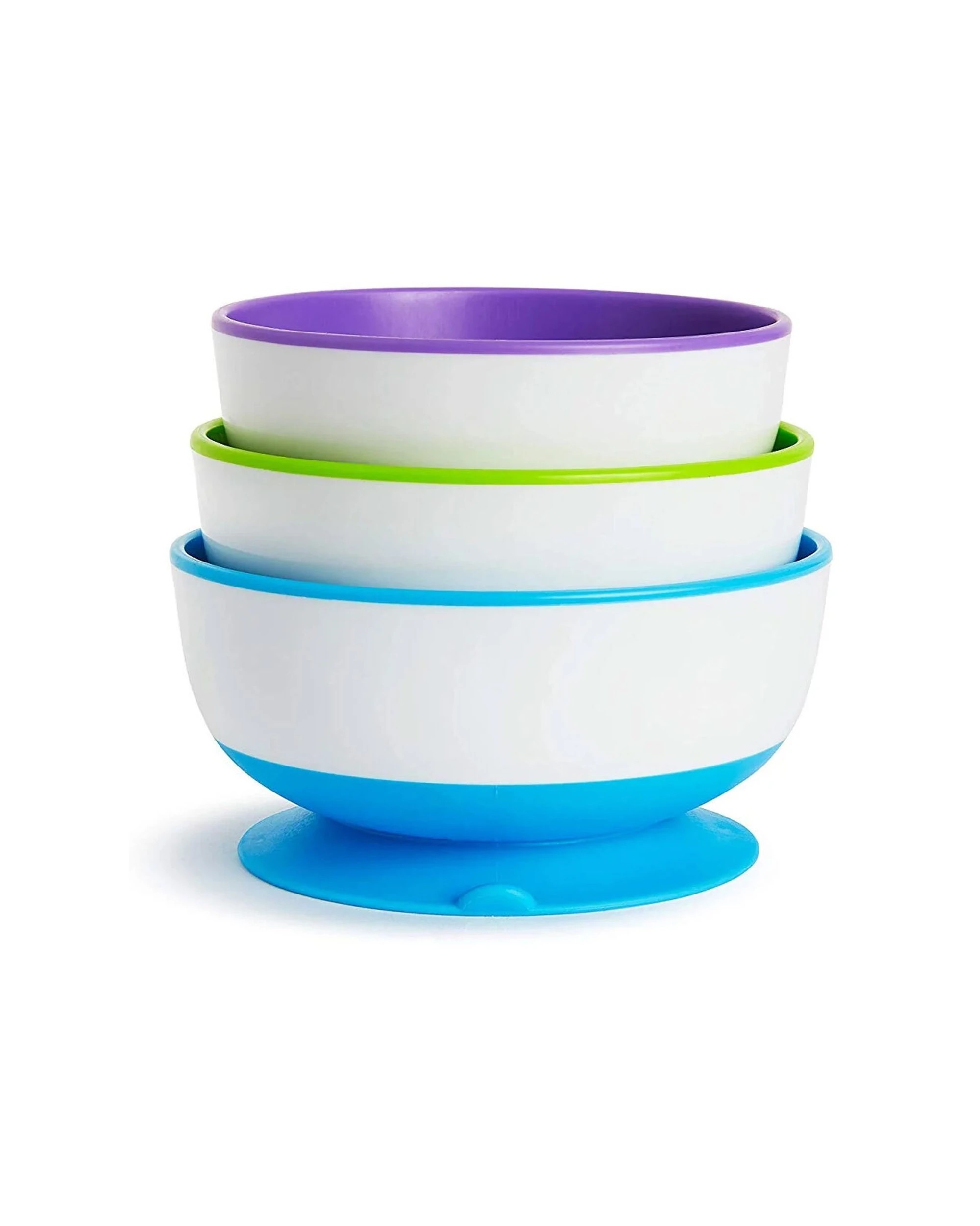 1 Munchkin Stay Put Suction Bowls 3 Pack Quick Release Tab Baby 6 Months - Multi, 1 of 3