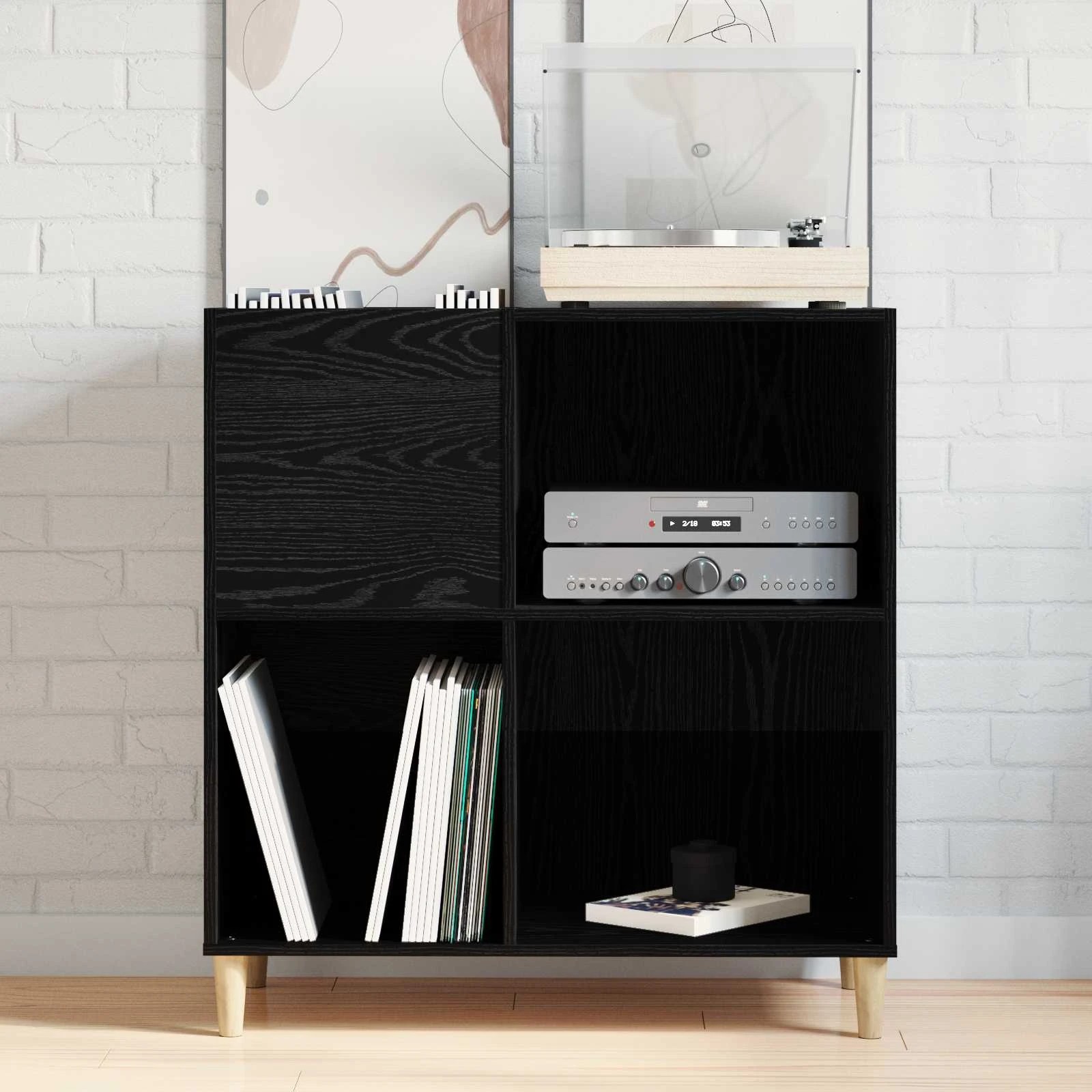 4 vidaXL Record Cabinet with Ample Storage Ample Storage - Black, 4 of 10