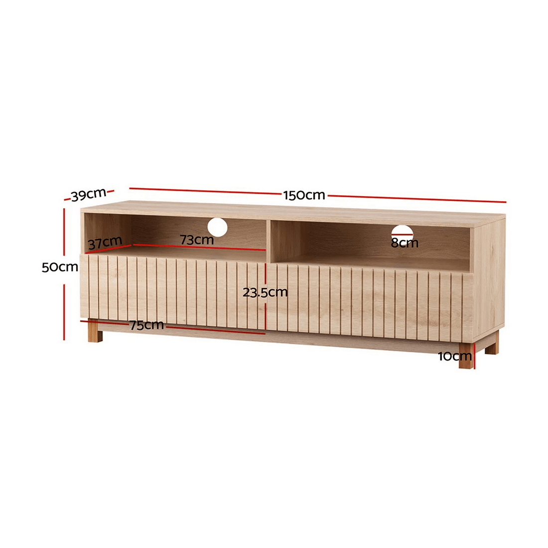 3 Artiss TV Cabinet Entertainment Unit Stand 150CM - Brown, 3 of 3