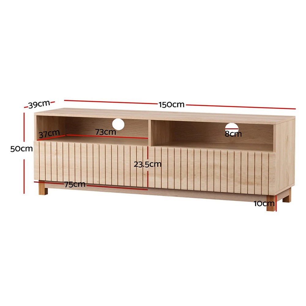 3 Artiss TV Cabinet Entertainment Unit Stand 150CM - Natural, 3 of 3