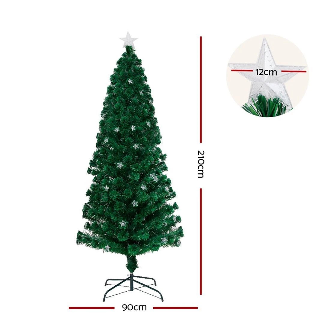 4 Jingle Jollys 2.1m Christmas Tree Optic Fibre LED Xmas tree Colour - Green, 4 of 7