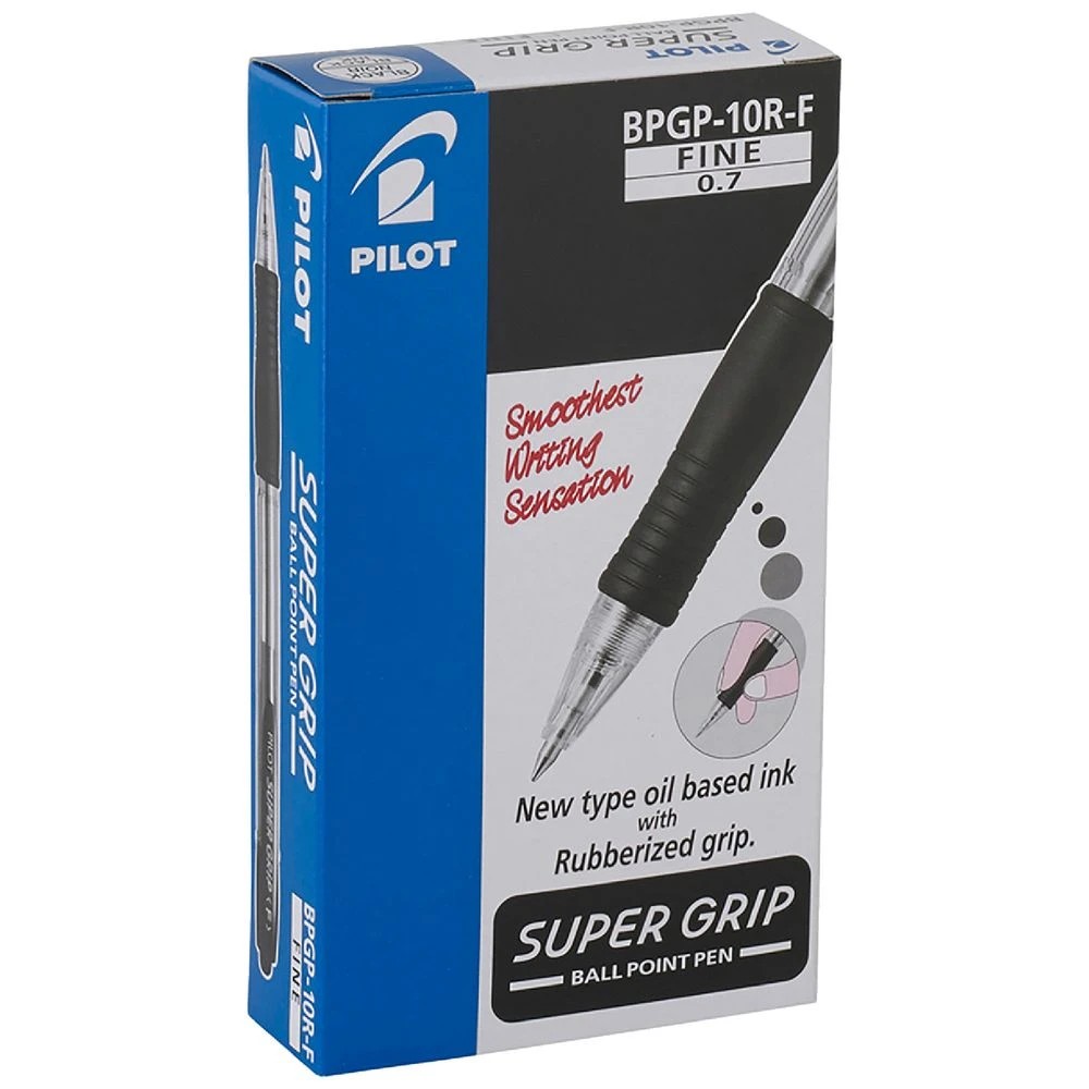1 PILOT SuperGrip Retractable Ballpoint Fine 0.7mm Black 12 Pk, 1 of 2