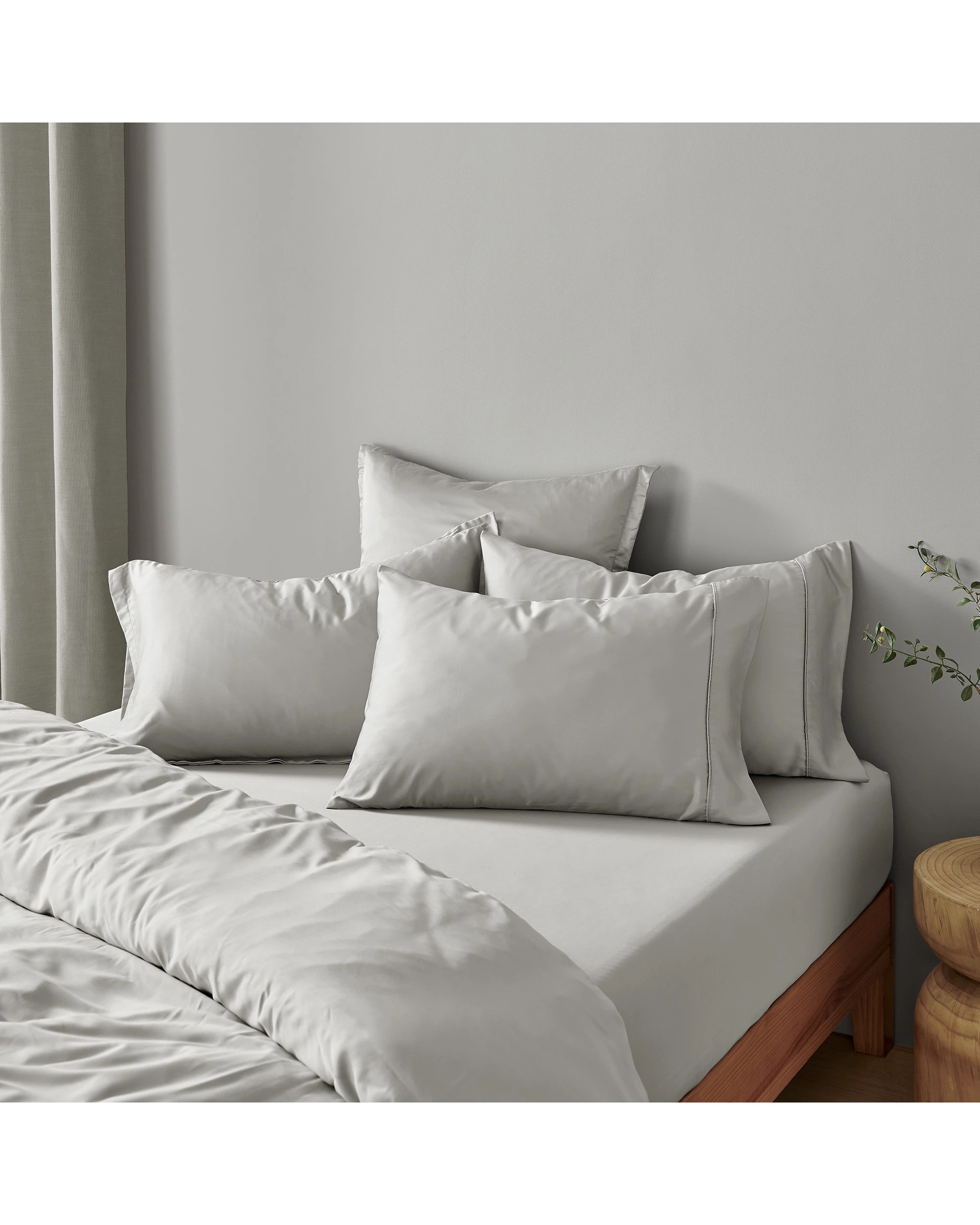 4 Natural Home 400TC 100% Bamboo Sateen Fitted Sheet Set - King Bed - Dove Grey, 4 of 5