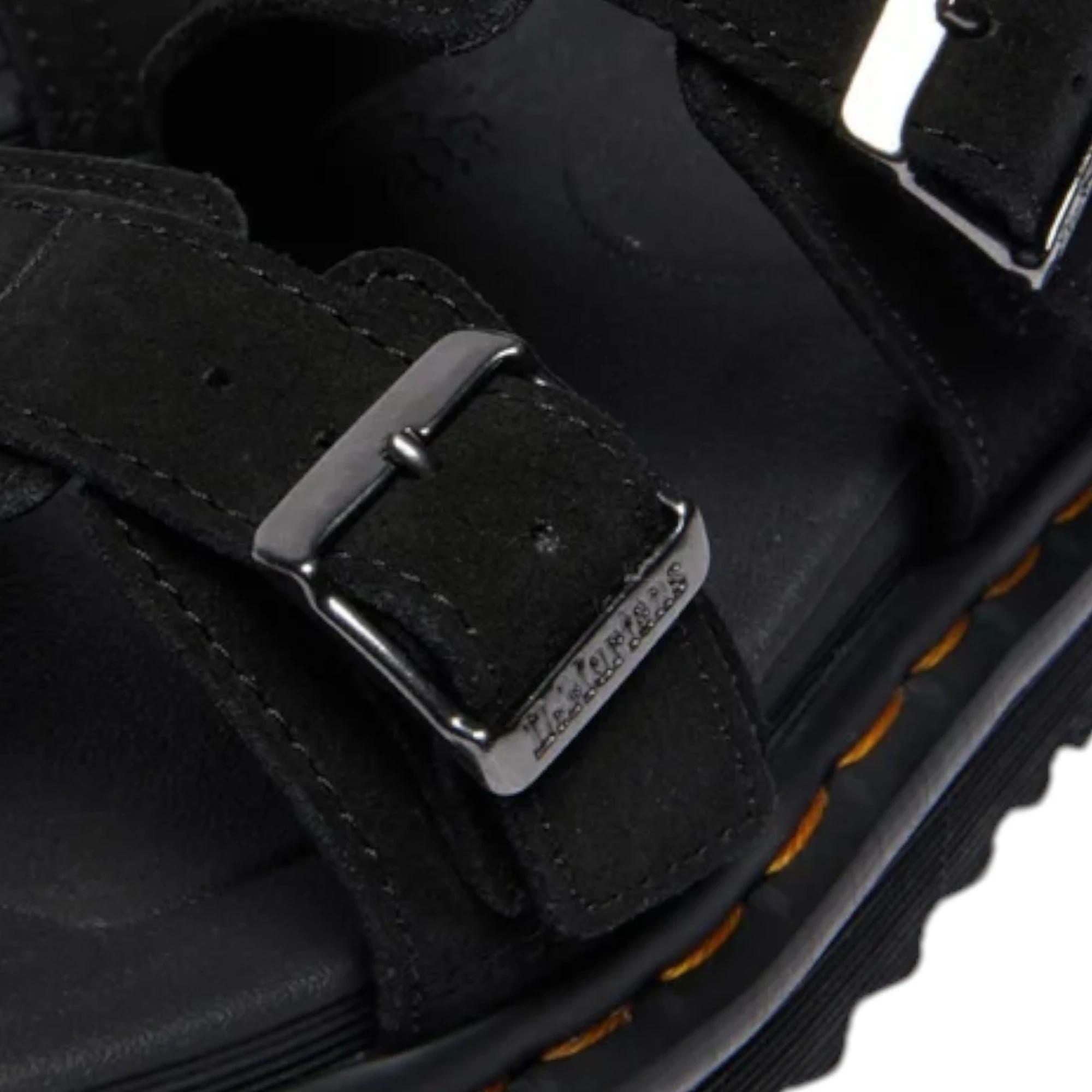 6 Dr. Martens Mens Myles Long Napped Suede Sandals Shoes BLACK, 6 of 7