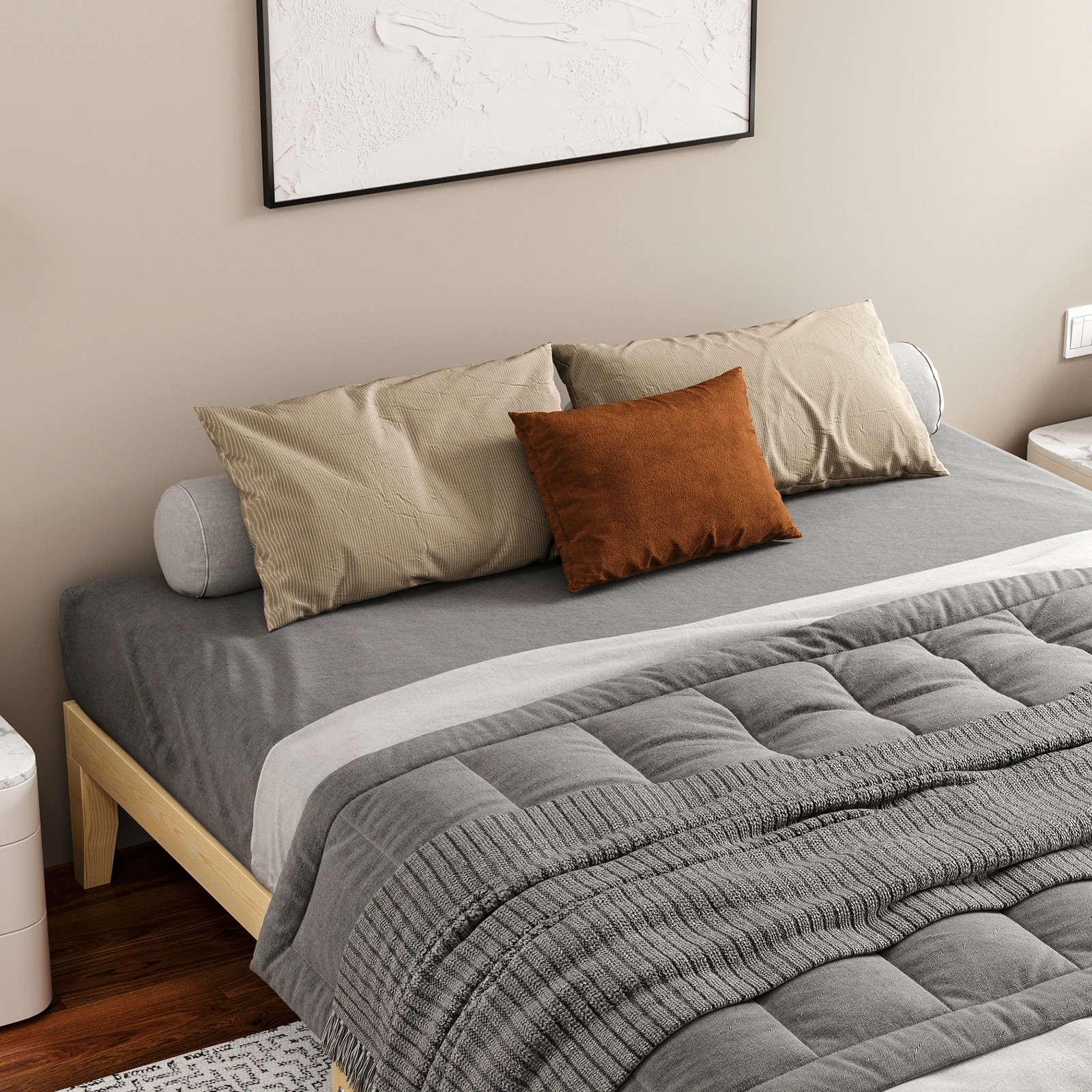 5 Alfordson Bed Frame Wooden Timber King Size Mattress Base Platform Pramod - Natural, 5 of 10