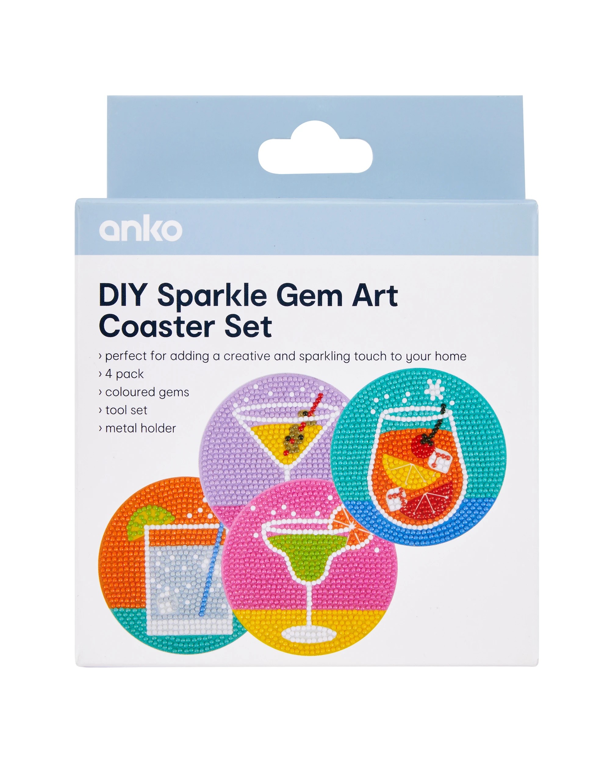 1 DIY Sparkle Gem Art Coaster Set - Drinks, 1 of 4