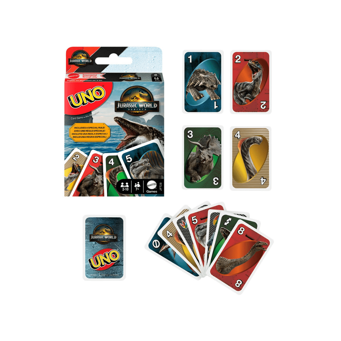 2 Mattel UNO Jurassic World Rebirth Card Game, 2 of 5