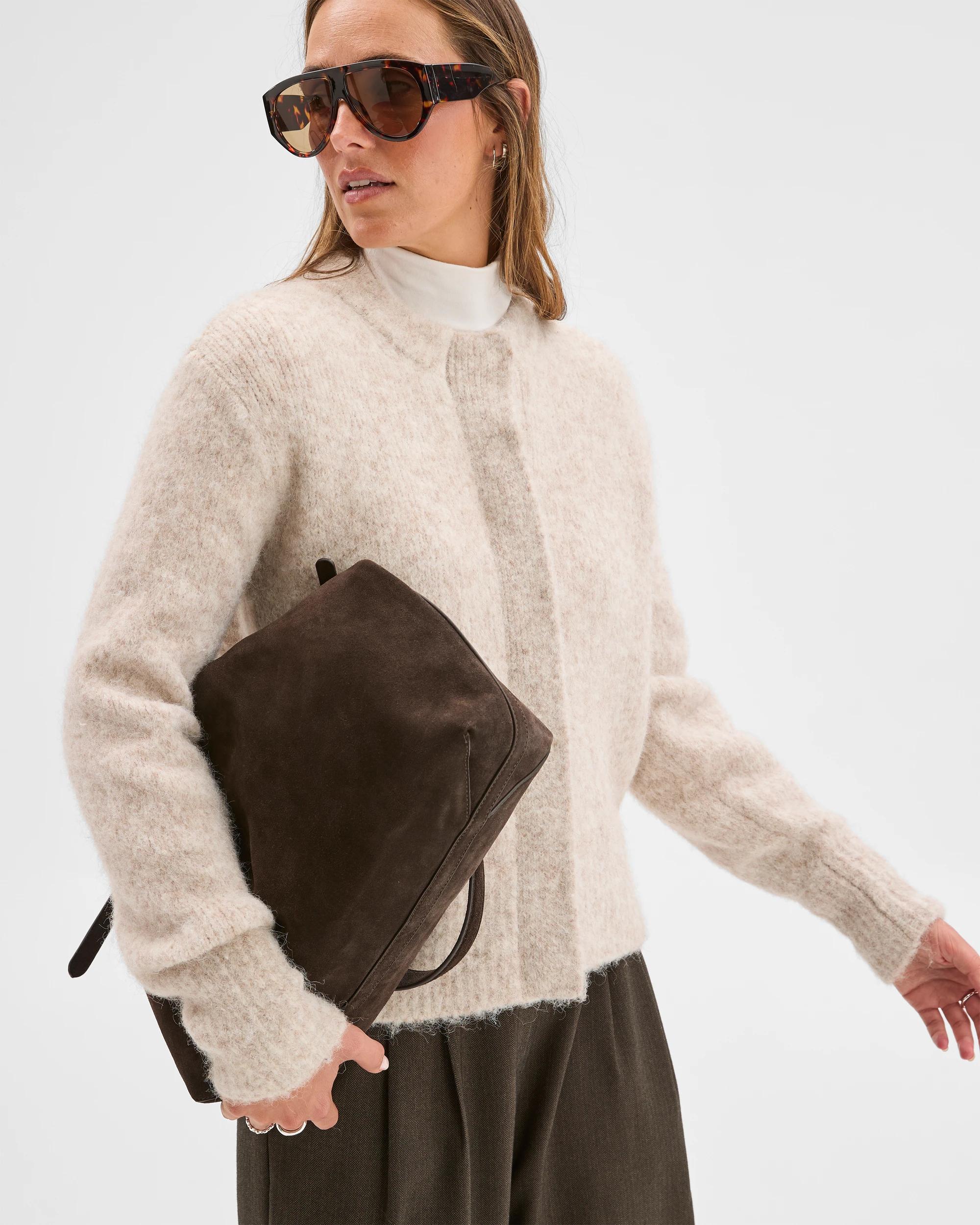 1 Preview Long Sleeve Plush Cardigan OATMEAL MARLE, 1 of 6