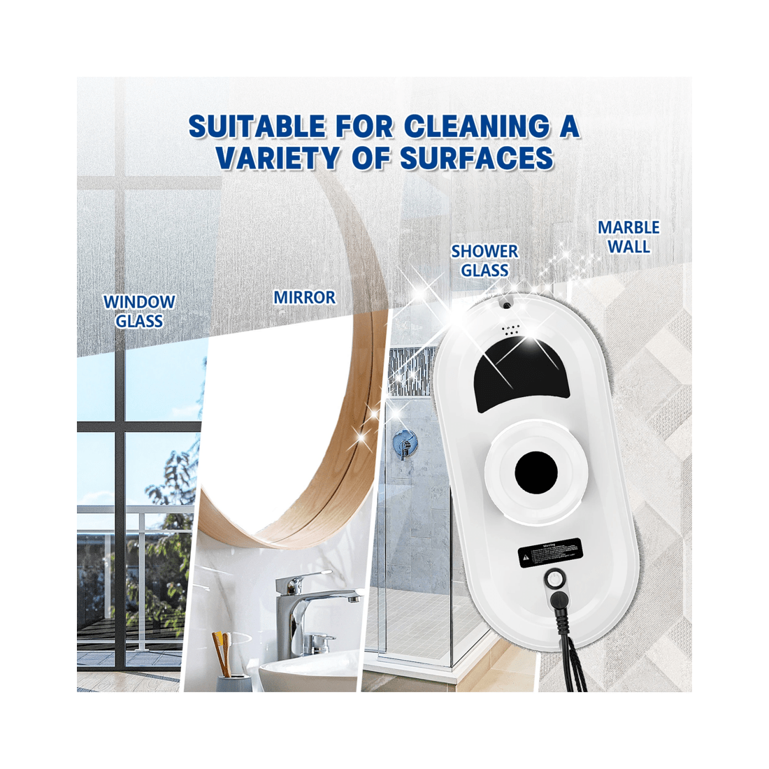 2 Advwin Window Cleaner Robot, 2800pa Automatic Window Cleaning Vacuum Robotic With Remote, Suitable For Glass Window Tile, 2 of 7