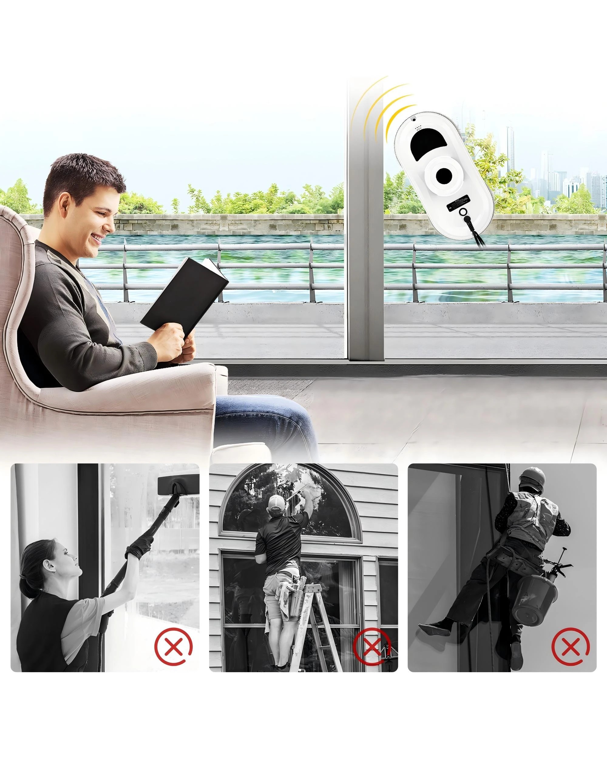 2 Advwin Window Cleaner Robot, 2800pa Automatic Window Cleaning Vacuum Robotic With Remote, Suitable For Glass Window Tile, 2 of 7