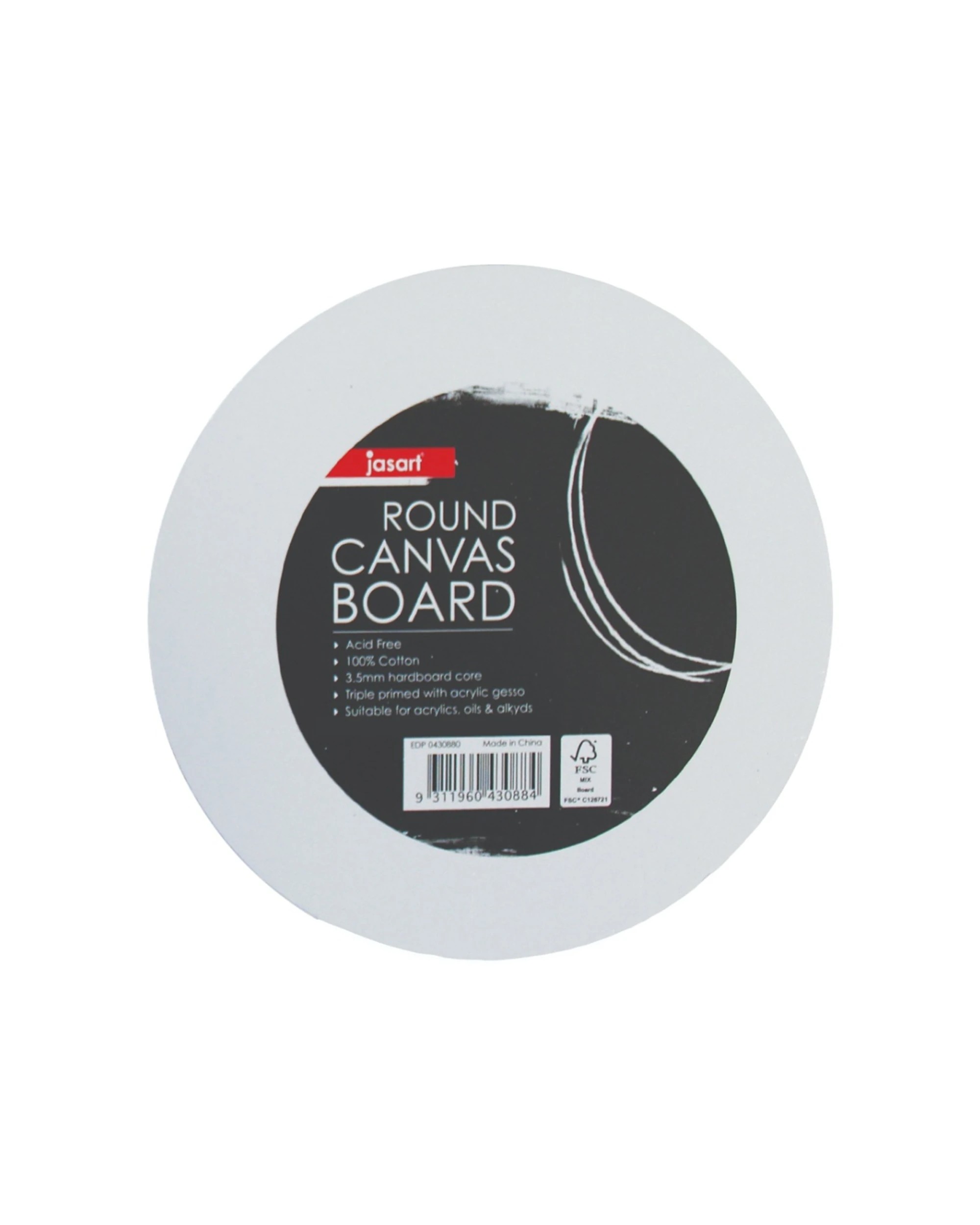 2 Jasart 6PK Studio Round Cotton Painting Canvas Panel 380GSM 12 Inches - White, 2 of 2