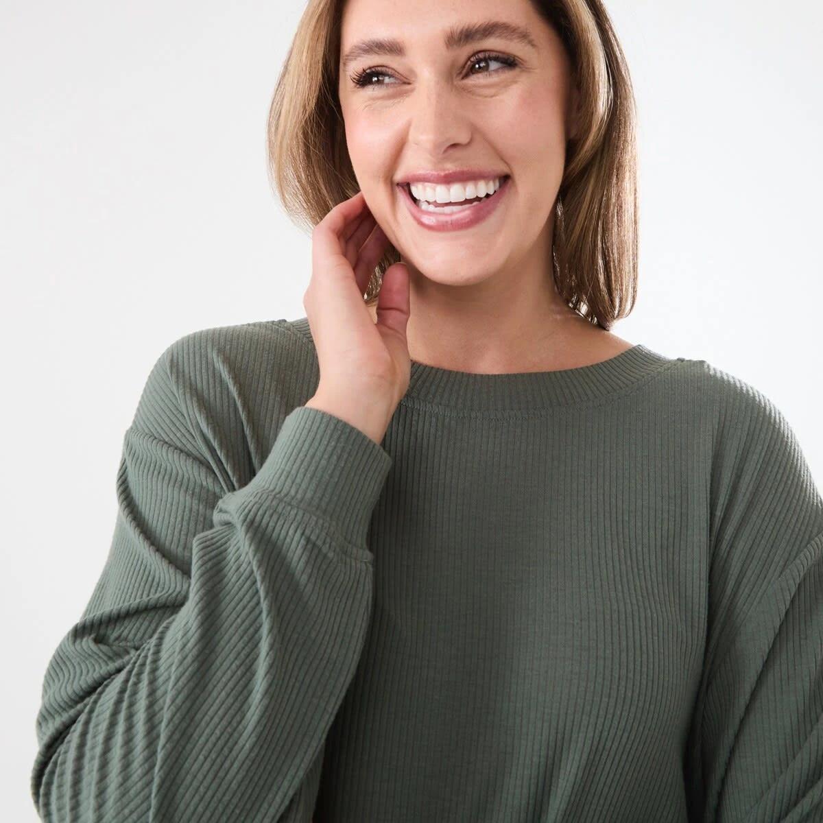 6 Brushed Rib Reversible Top Smke Green, 6 of 8
