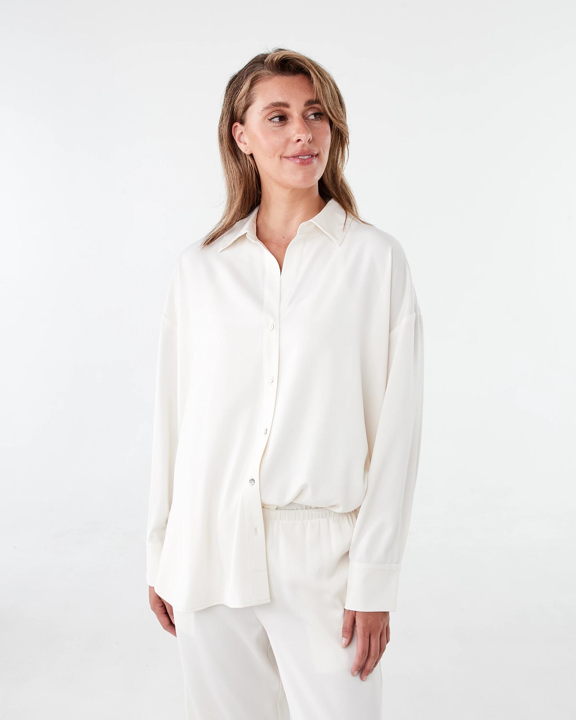 2 Long Sleeve Oversized Satin Shirt Vanillaoat, 2 of 10