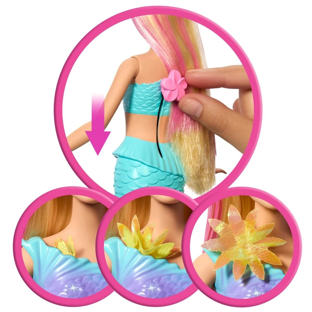 4 Barbie Flower Magic Mermaid Toy Doll, 4 of 6
