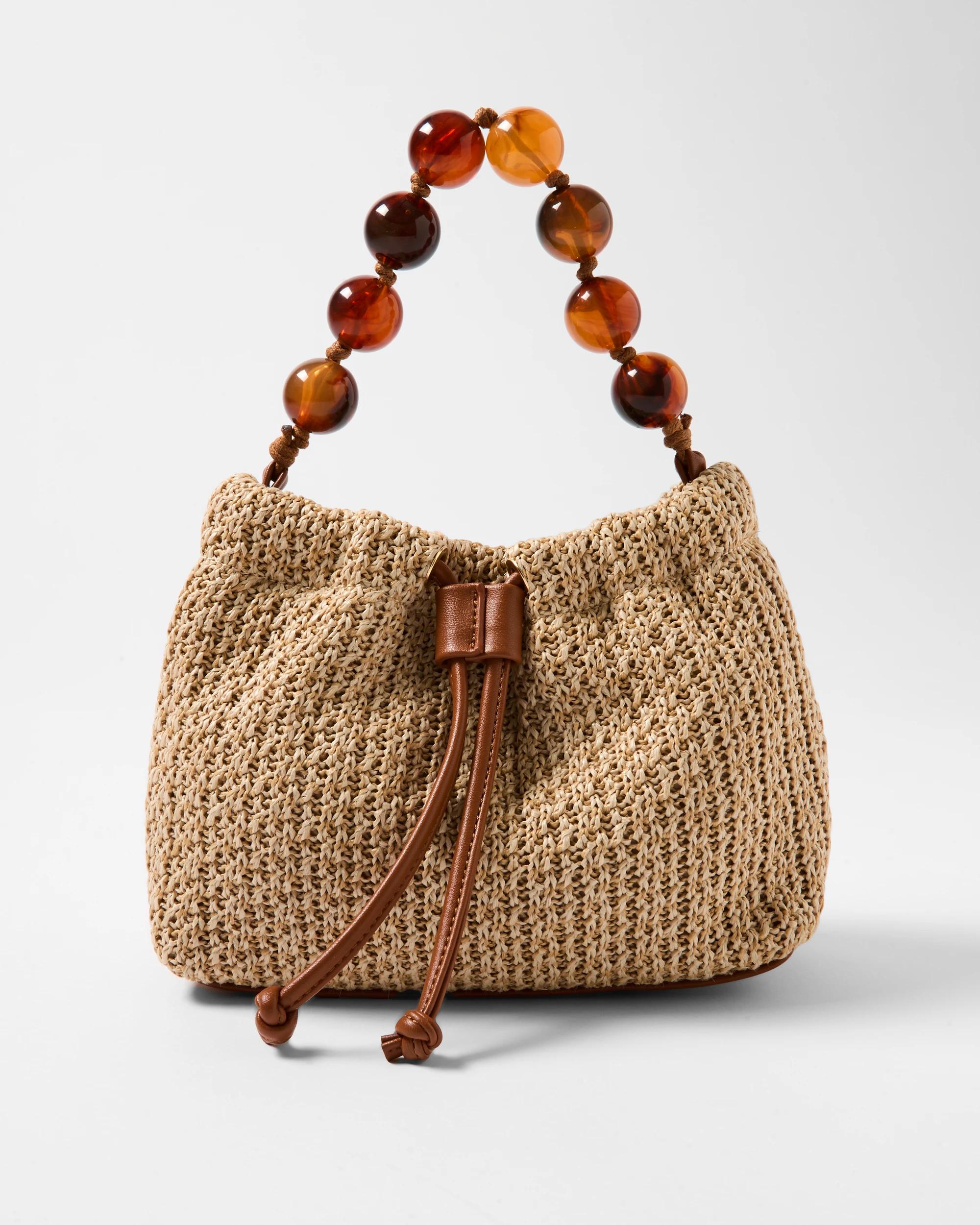 1 Beaded Straw Clutch Natural, 1 of 6