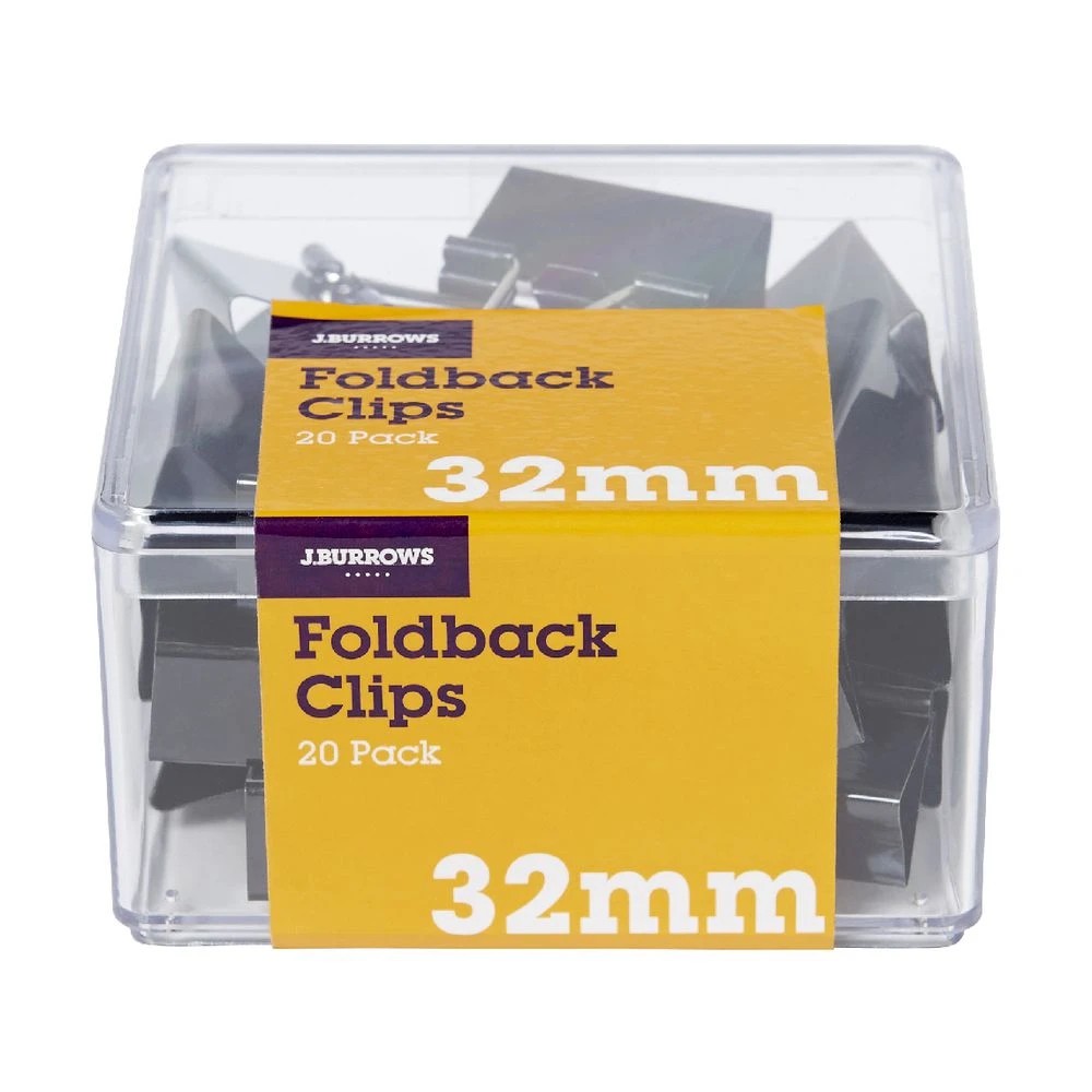 3 J.Burrows 32mm Foldback Clips 20 Pack, 3 of 3