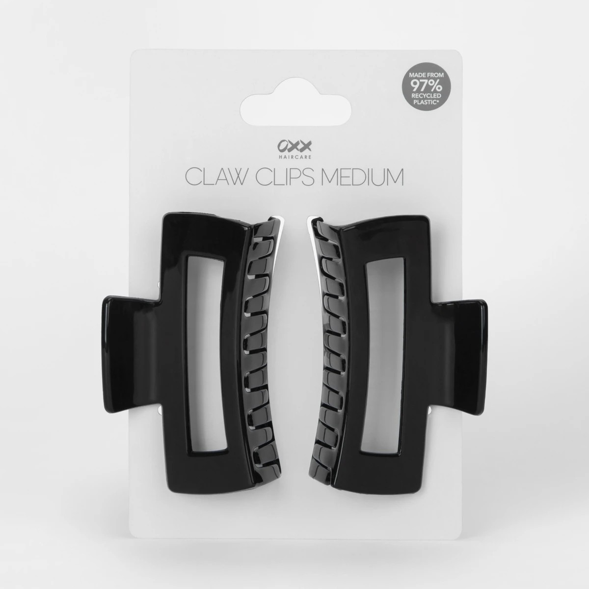 3 OXX Haircare 2 Pack Black Medium Rectangular Claw Clips, 3 of 4