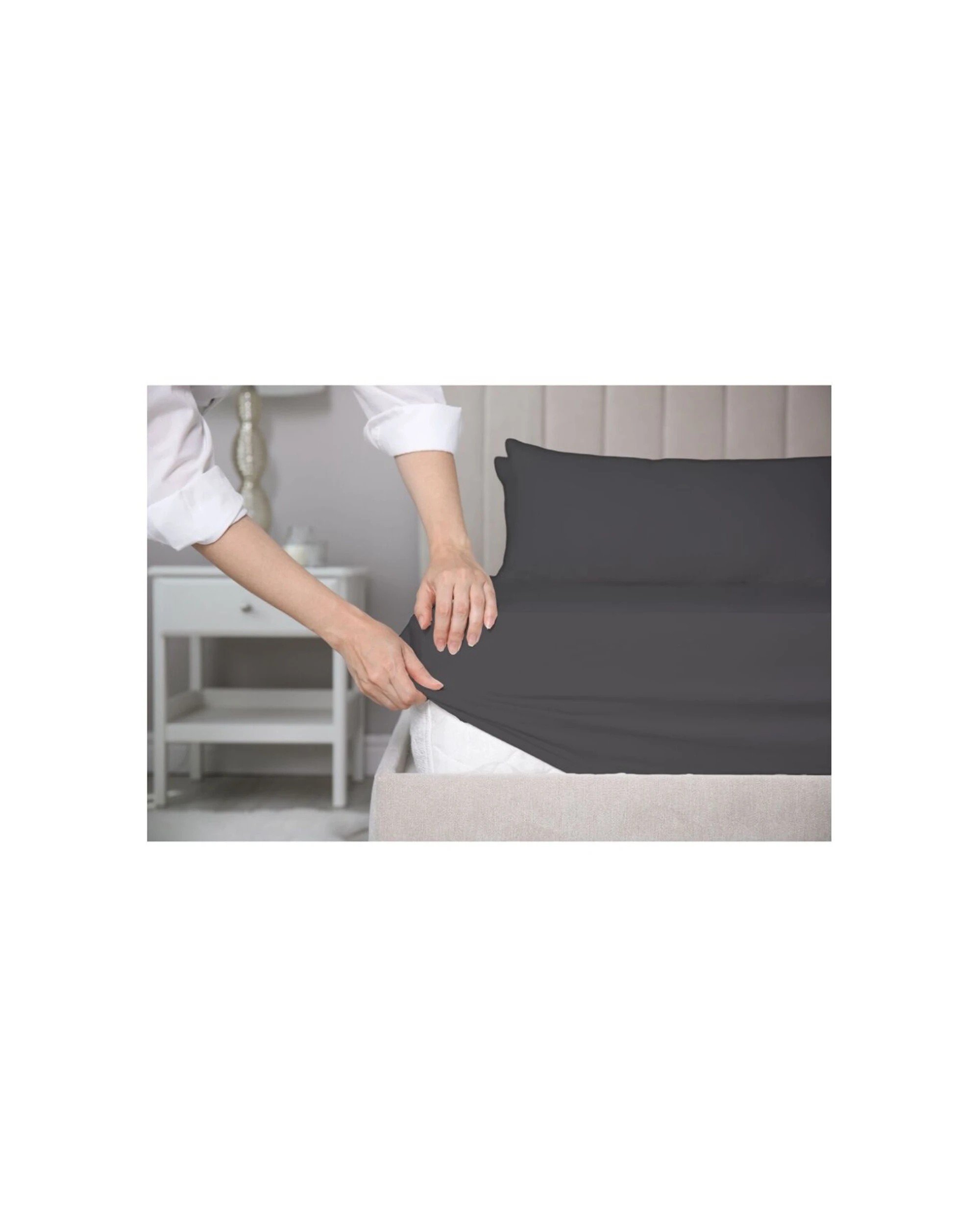 3 Grosvenor House Dyed Bamboo Cotton Bed Sheet Sets 400TC - King Bed - Grey, 3 of 3