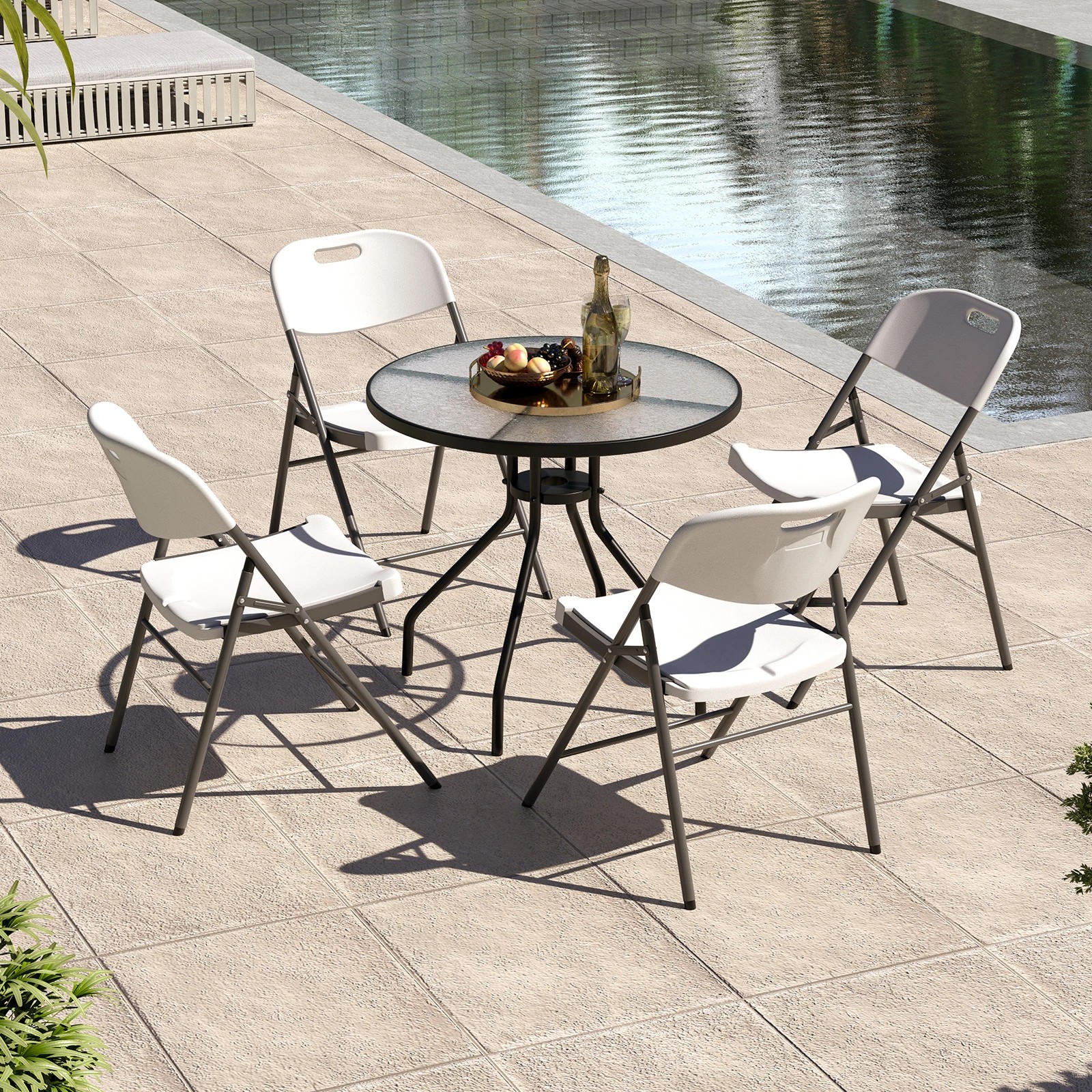 2 Costway 4x Foldable Chairs Metal Frame Dining Chair w/Metal Frame Indoor/Outdoor, 2 of 4
