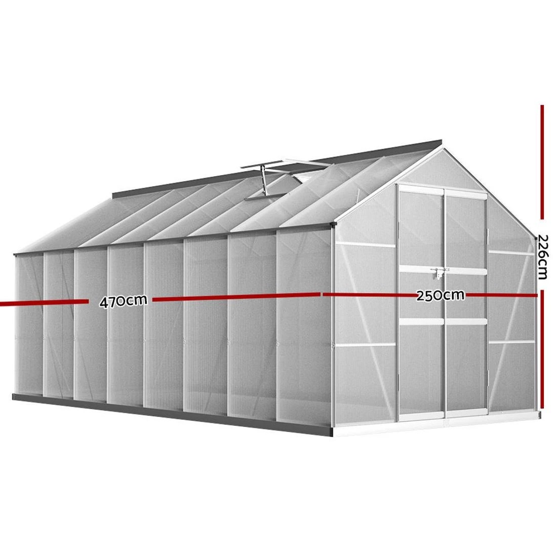 2 Green Fingers Greenhouse Double Doors Aluminium Green House Garden Shed - Silver, 2 of 8