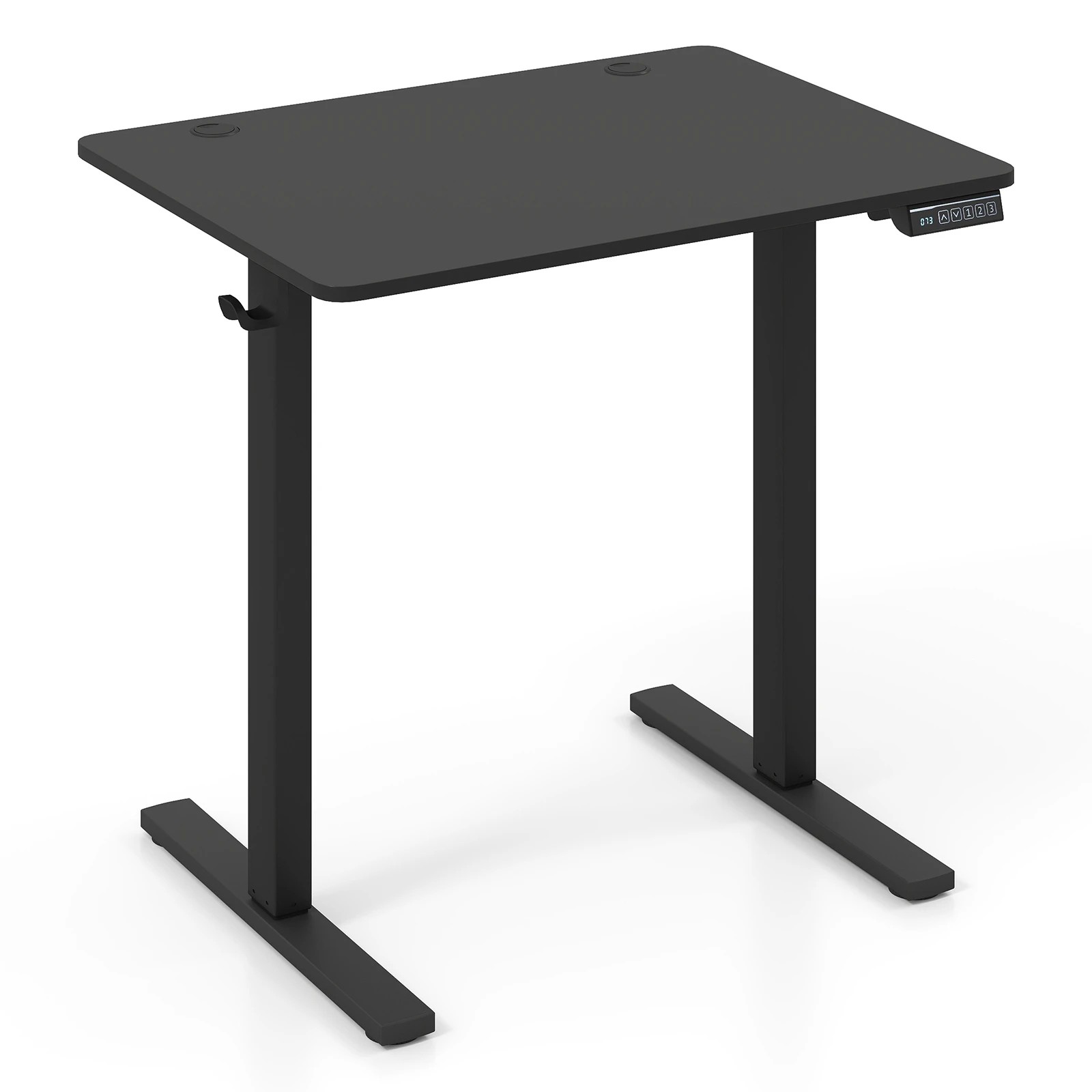 1 Costway Compact Electric Standing Desk Height Adjustable Computer Desk 80 x 60cm - Black, 1 of 4
