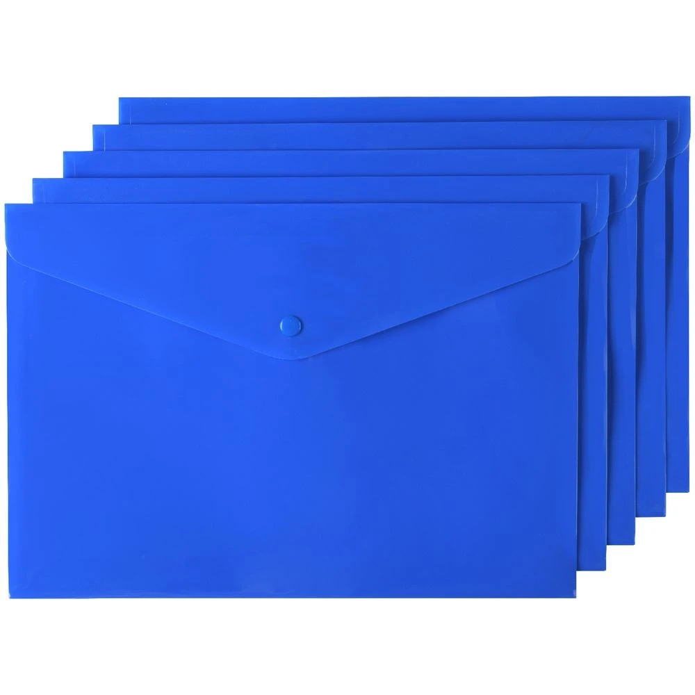2 Keji A4 Button Document Wallet Blue 5 Pack, 2 of 3