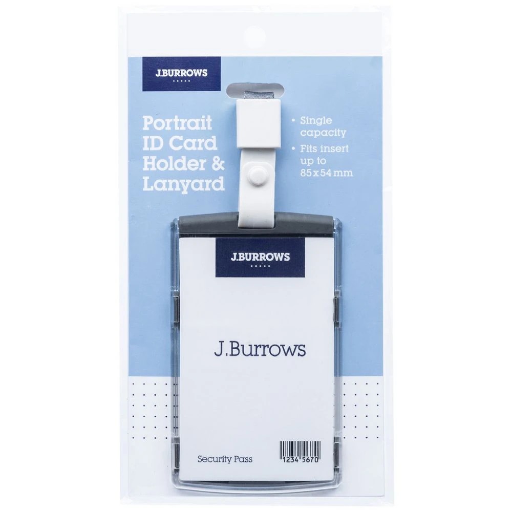 1 J.Burrows ID Holder with Lanyard Portrait Grey, 1 of 3