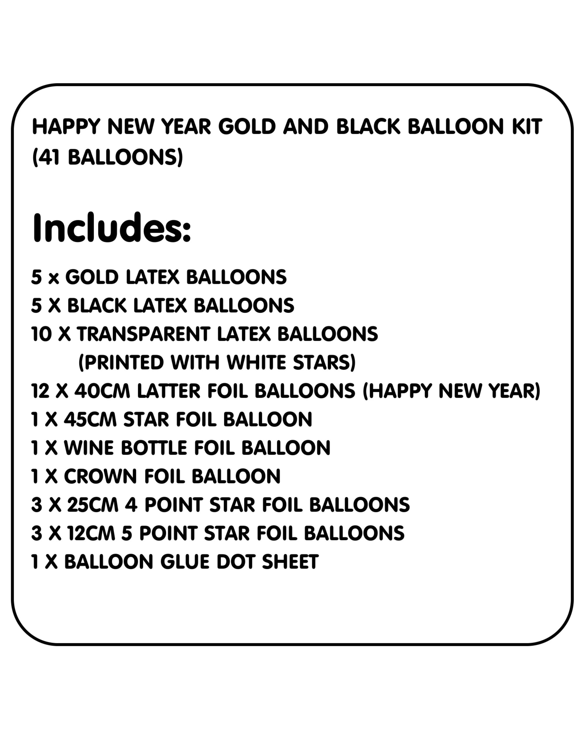 2 JD Party Happy New Year Gold and Black Balloon Kit 41 Balloons - Gold, 2 of 3
