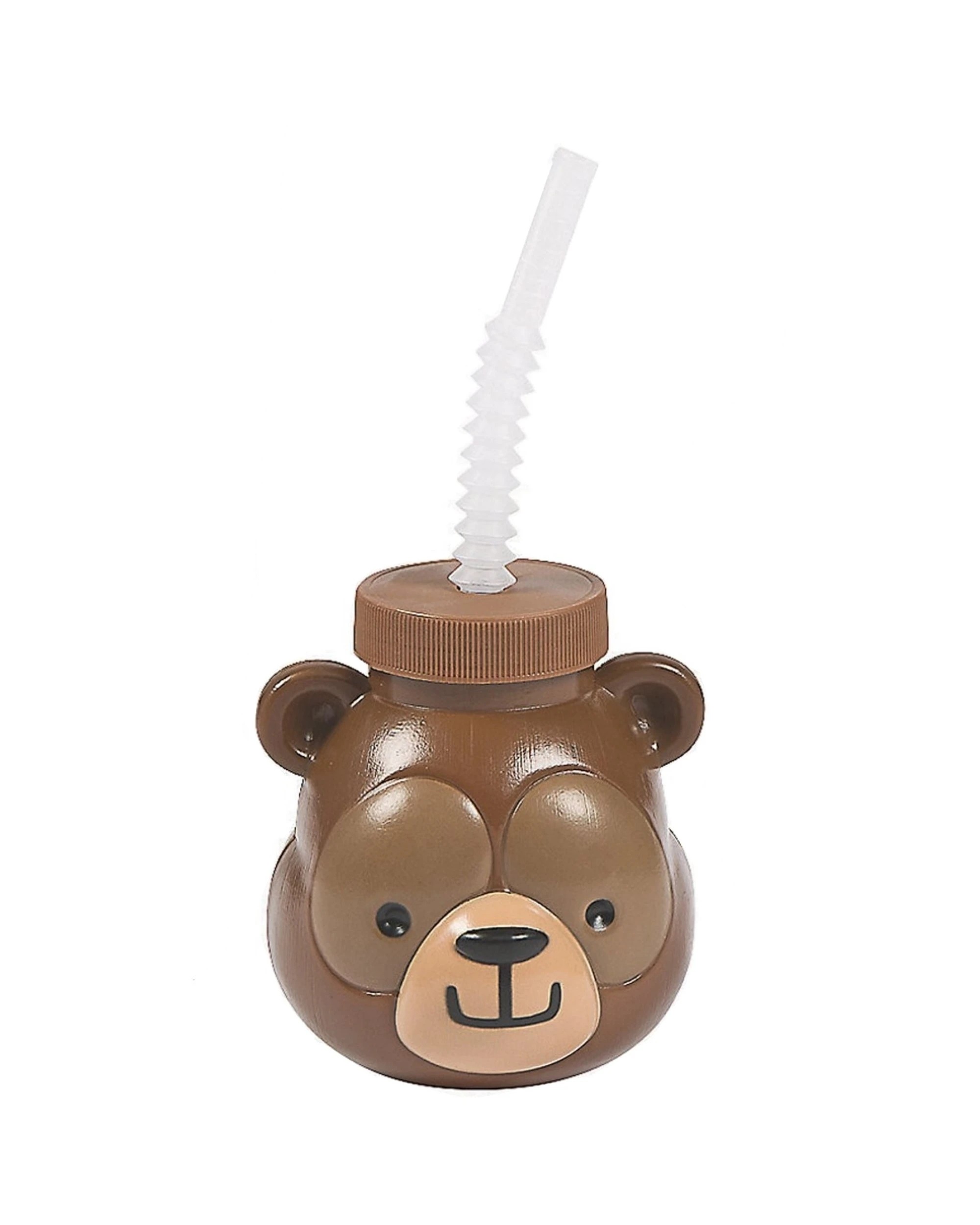 1 Partyrama Brown Bear Novelty Cup with Straw, 1 of 2