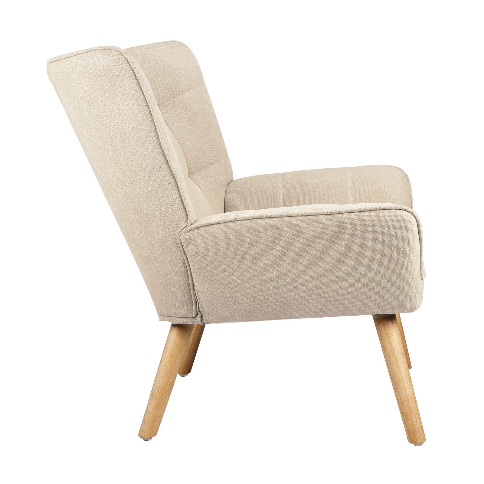 8 Oikiture 2x Armchair Accent Chairs Sofa Lounge Fabric Upholstered Tub - Beige, 8 of 10