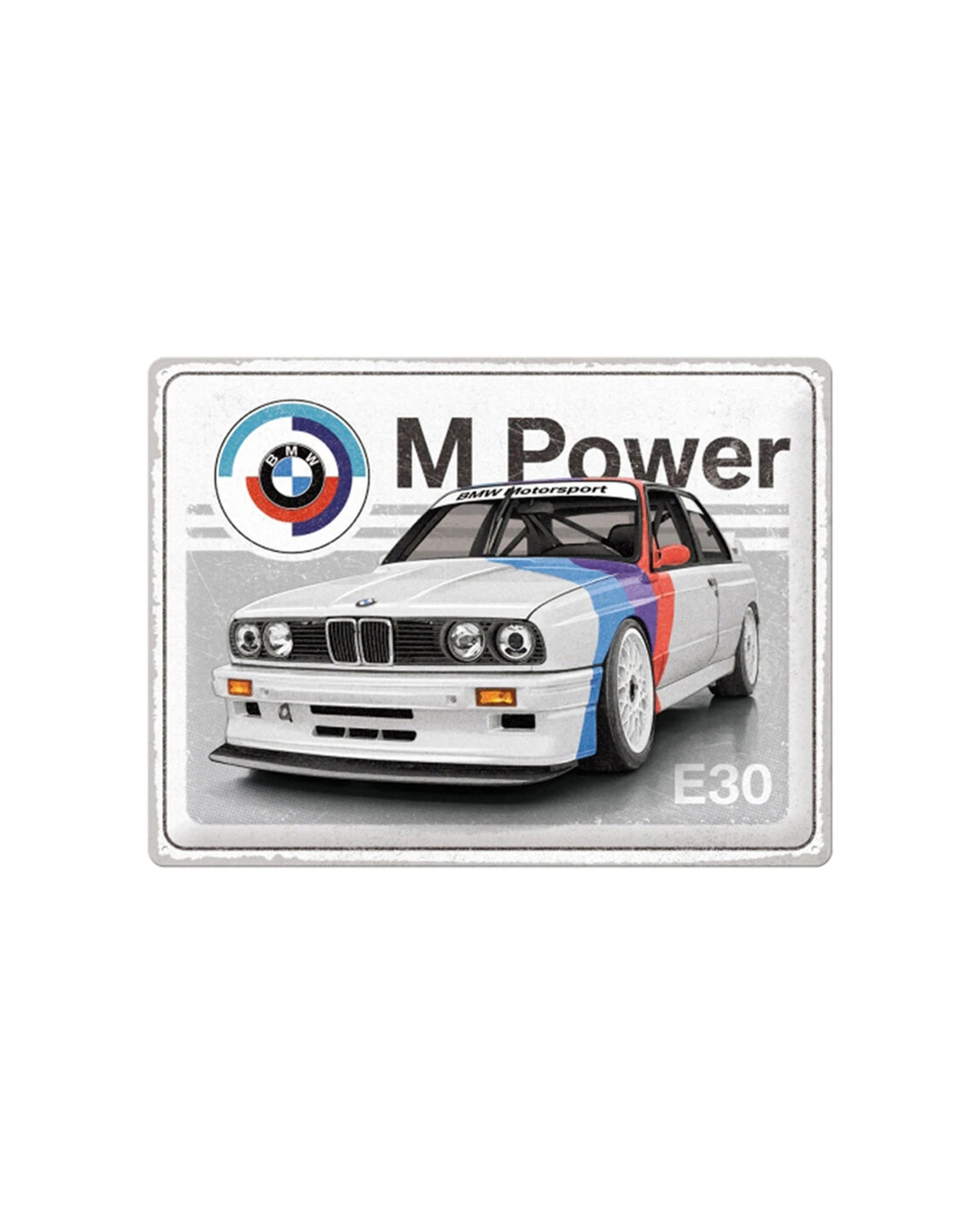 1 Nostalgic-Art Large 30x40cm Metal Wall Art Sign Plaque - BMW Motorsport M Power E30 - Multi, 1 of 1