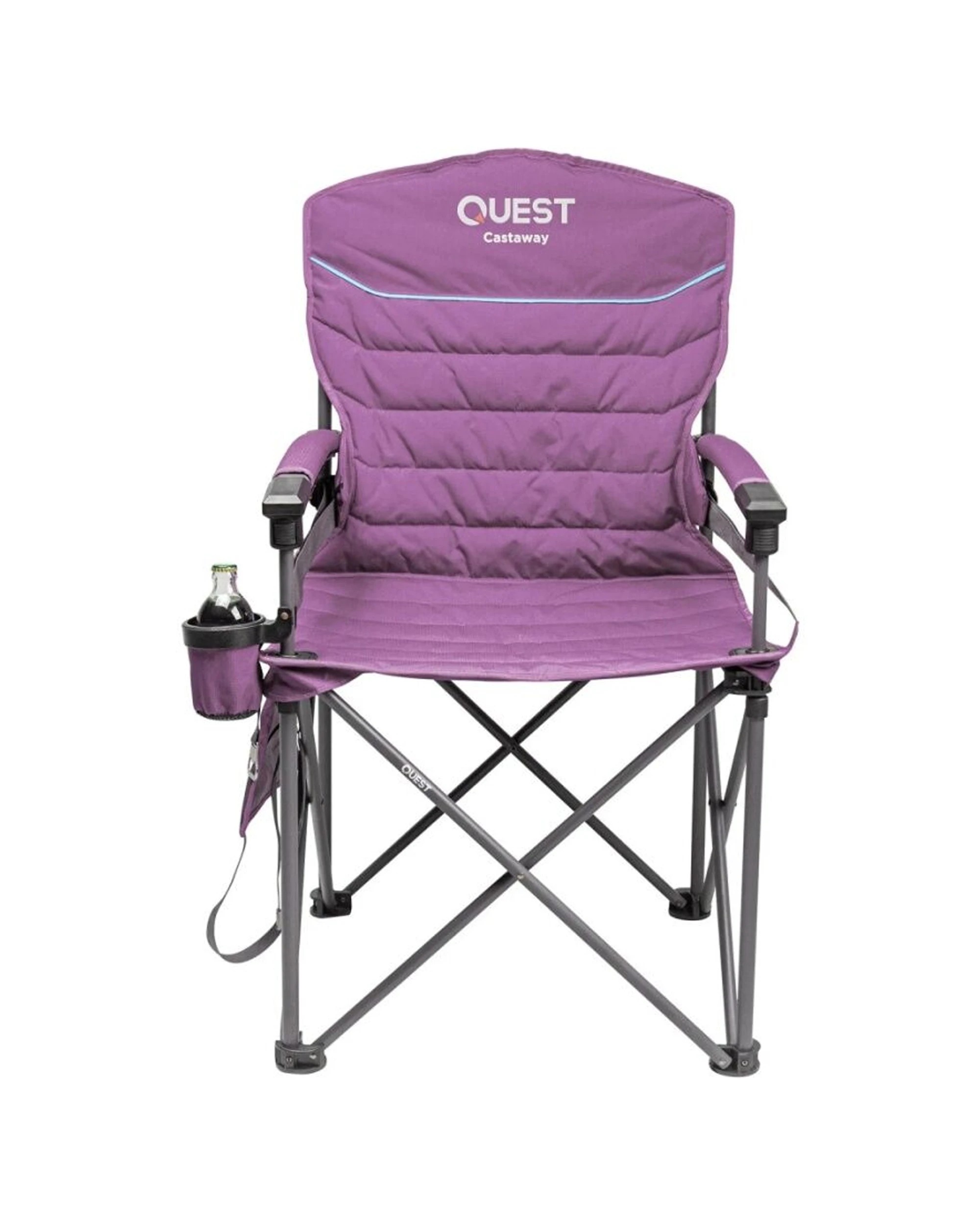 2 Quest Outdoors Castaway Hard Arm Camping Chair Padded Arms 200kg Weight Capacity - Purple, 2 of 7
