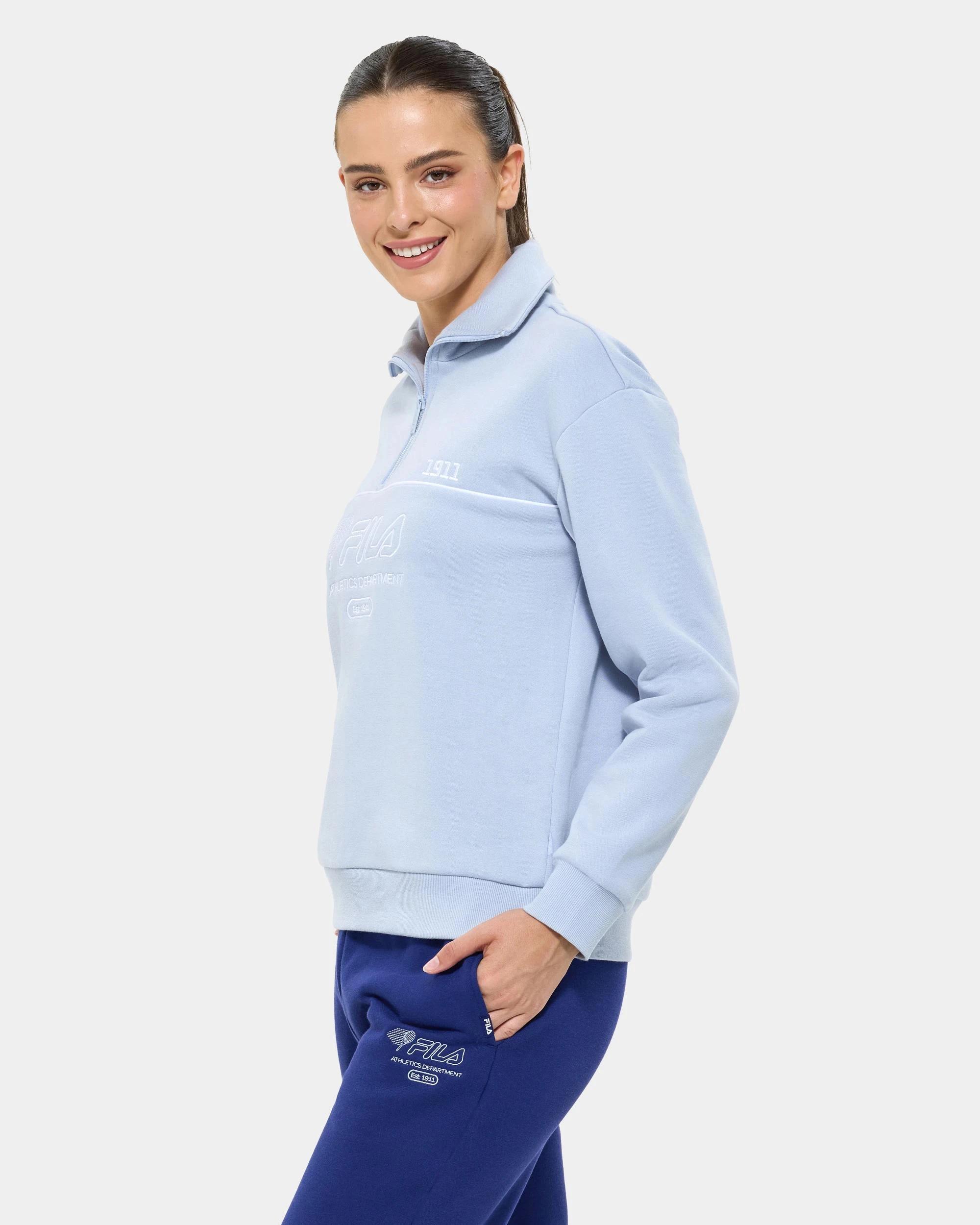 3 Fila Laila Quarter Zip Fleece Core Jumper ZEN BLUE, 3 of 6