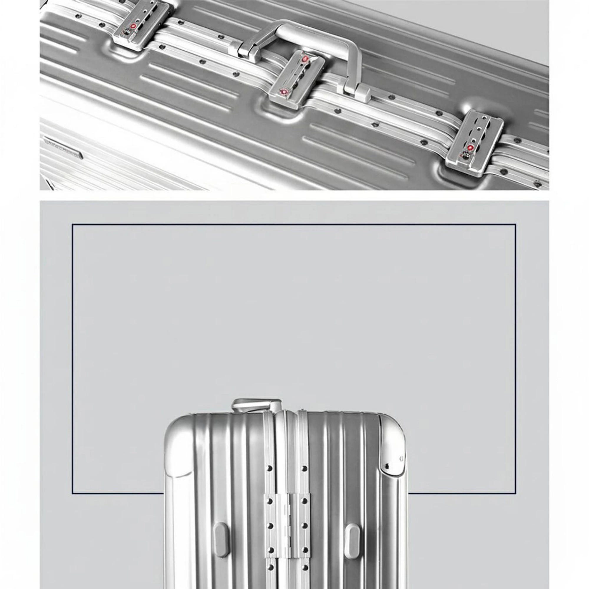 5 Wanderlite Luggage Trolley Travel Suitcase Set TSA Carry On - Silver, 5 of 8