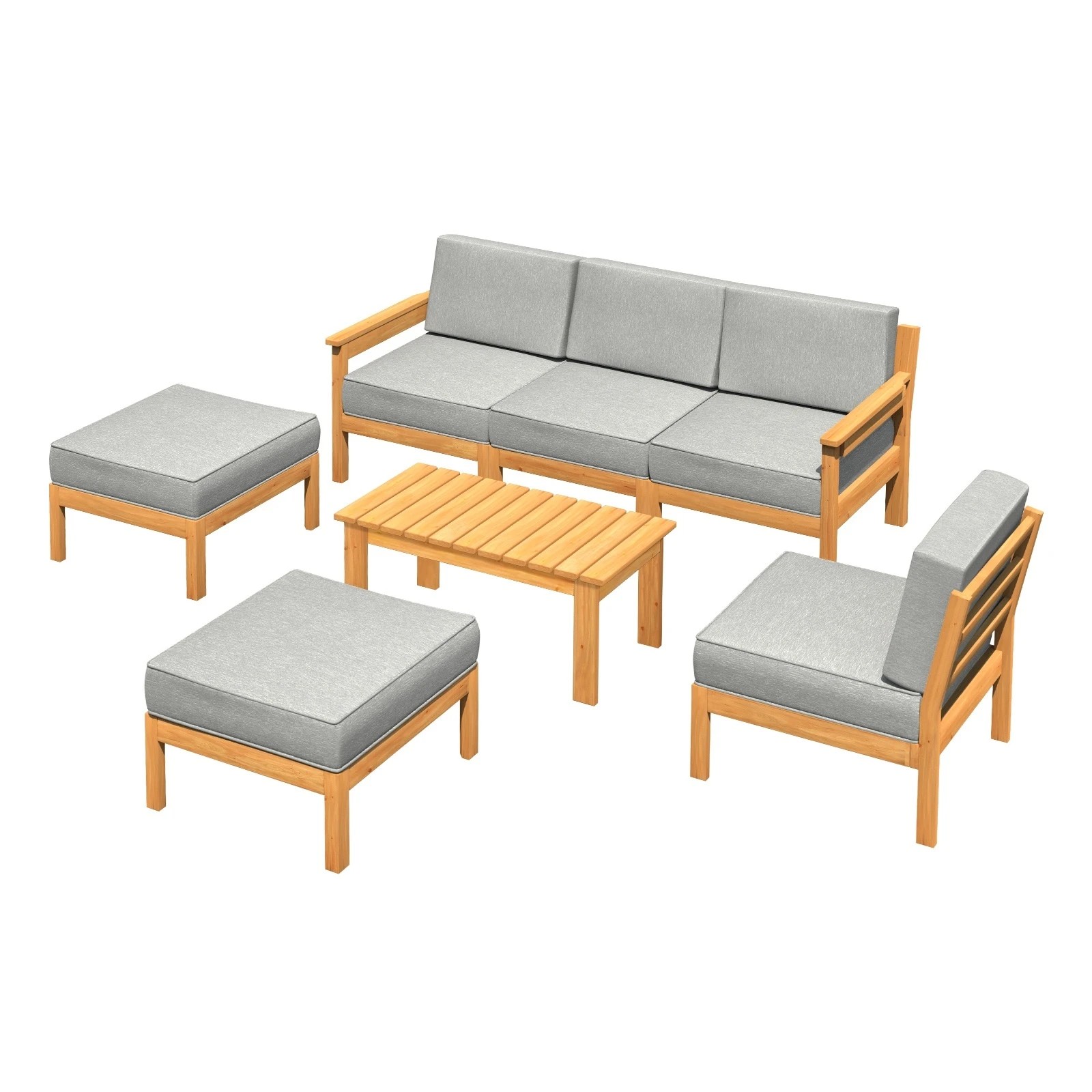 1 Livsip 6 Piece Outdoor Lounge Wooden Sofa Set - Multi, 1 of 7