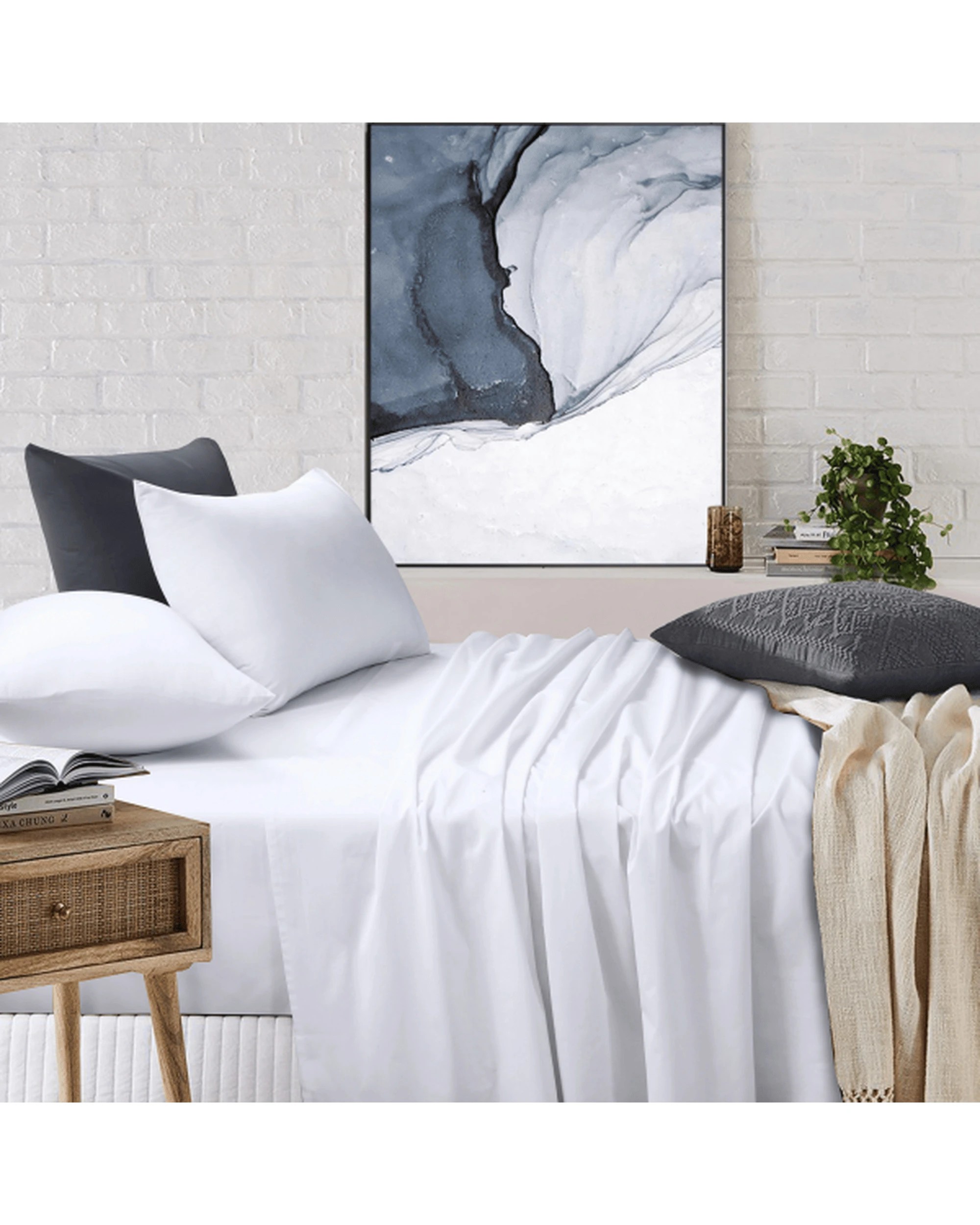 7 Amsons Bedsheets Set Flat & Fitted Sheets With Pillowcases - Queen Bed - White, 7 of 7