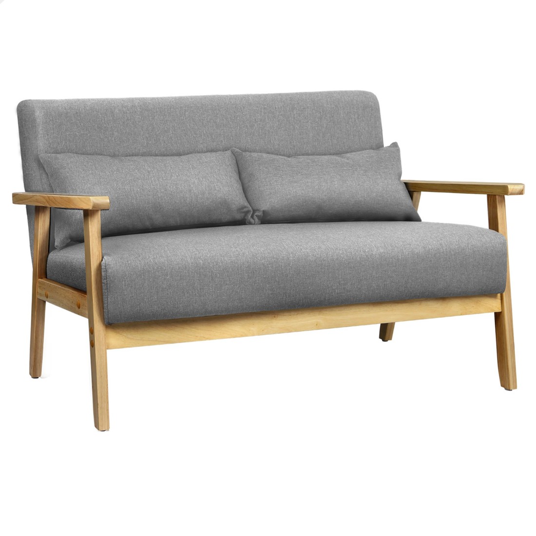 1 Alfordson 2 Seater Sofa Lounge Chair Fabric Loveseat Armchair Accent Chair - Light Grey, 1 of 10