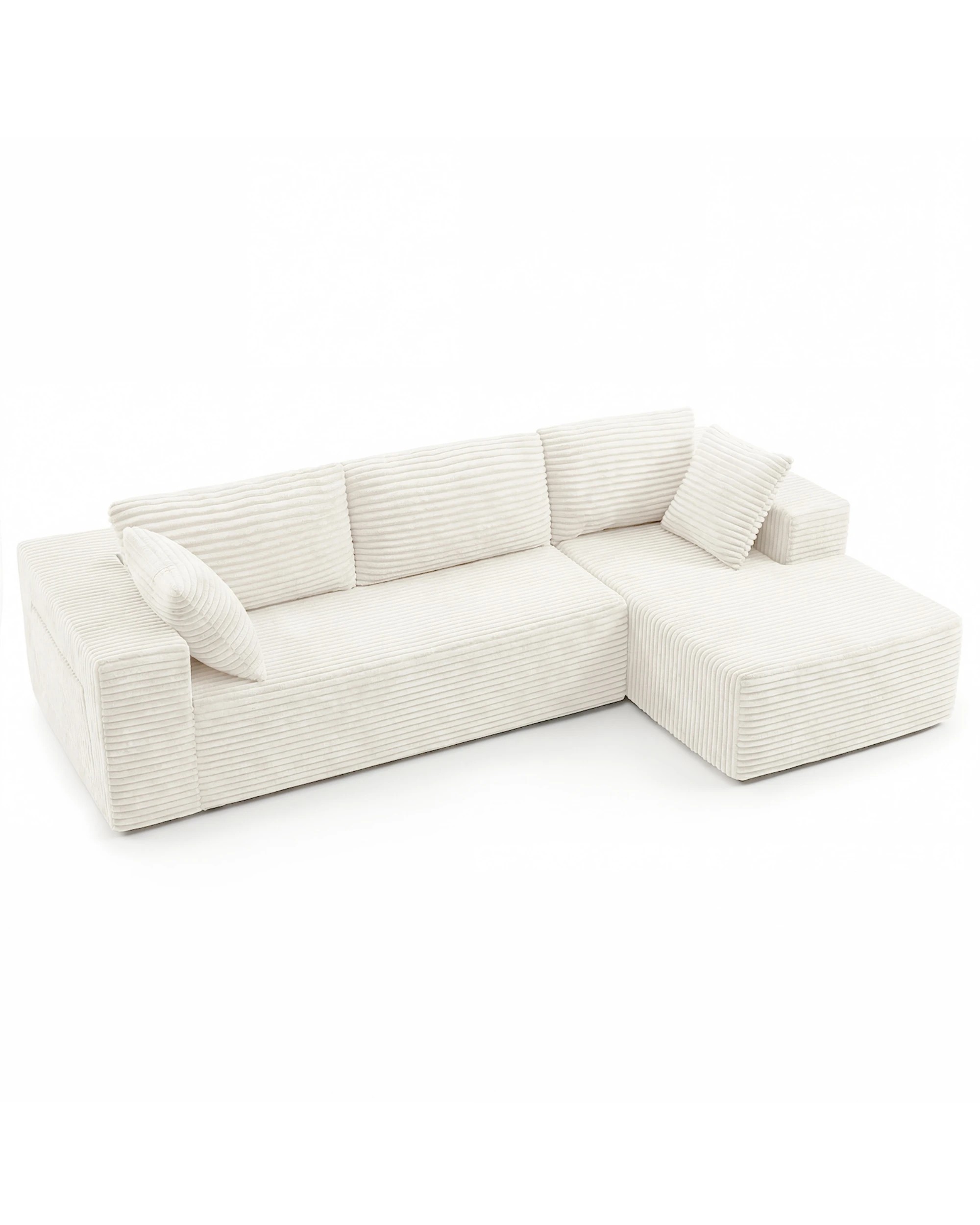 1 Advwin 277cm L Shape Convertible Modular Sectional Couch - Beige, 1 of 7
