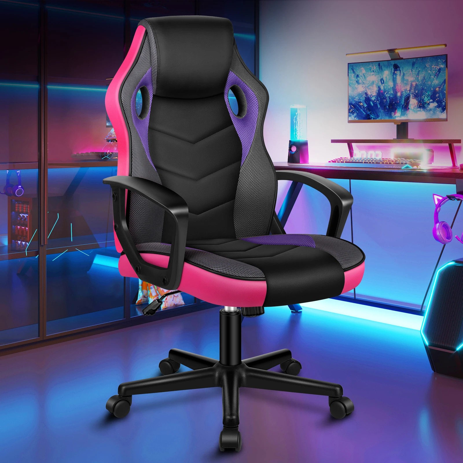 2 Alfordson Gaming Chair Racing Office Executive Computer Seat Work - Purple, 2 of 9